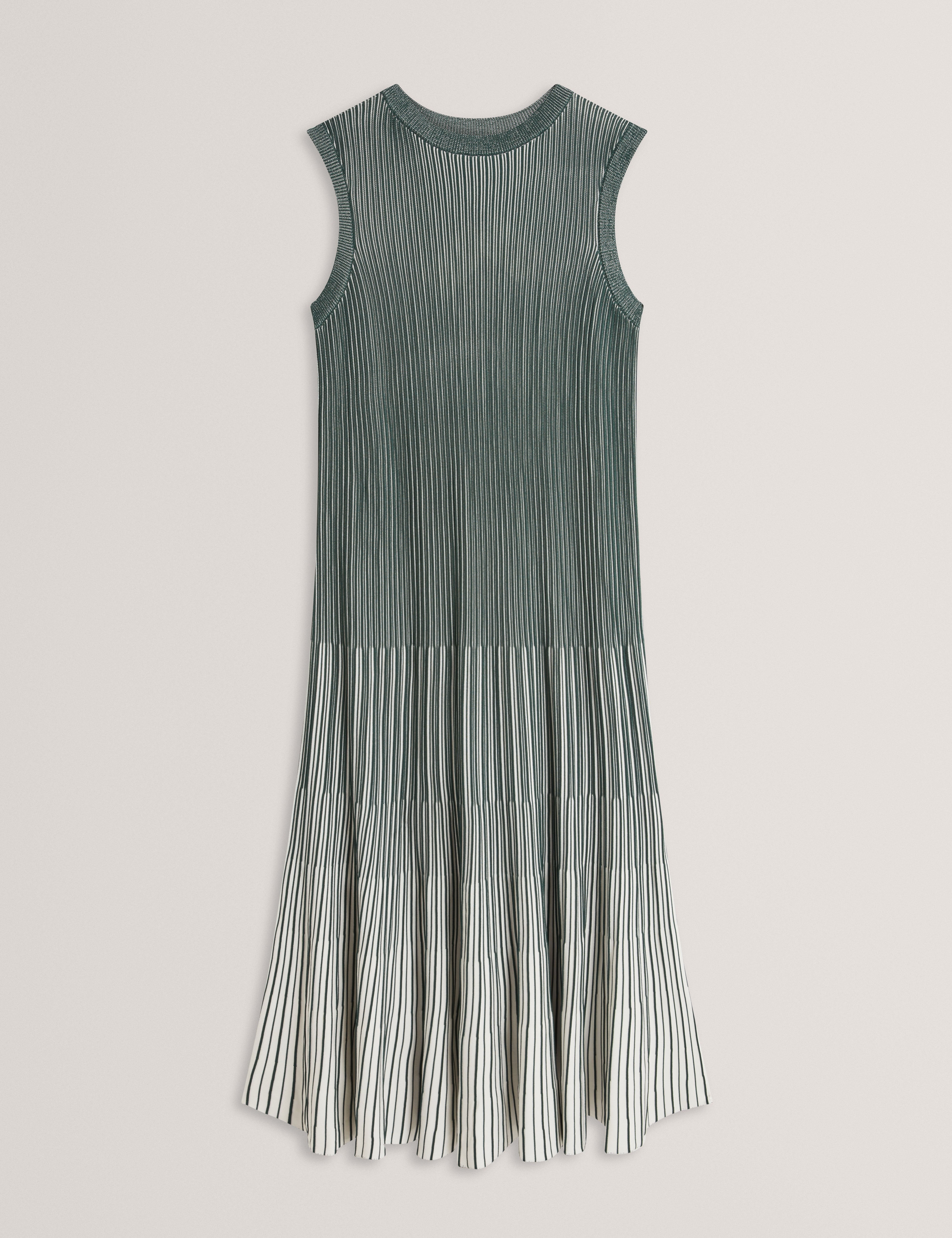 Dilylaa Textured Stripe Knit Midi Dress Dk-Green