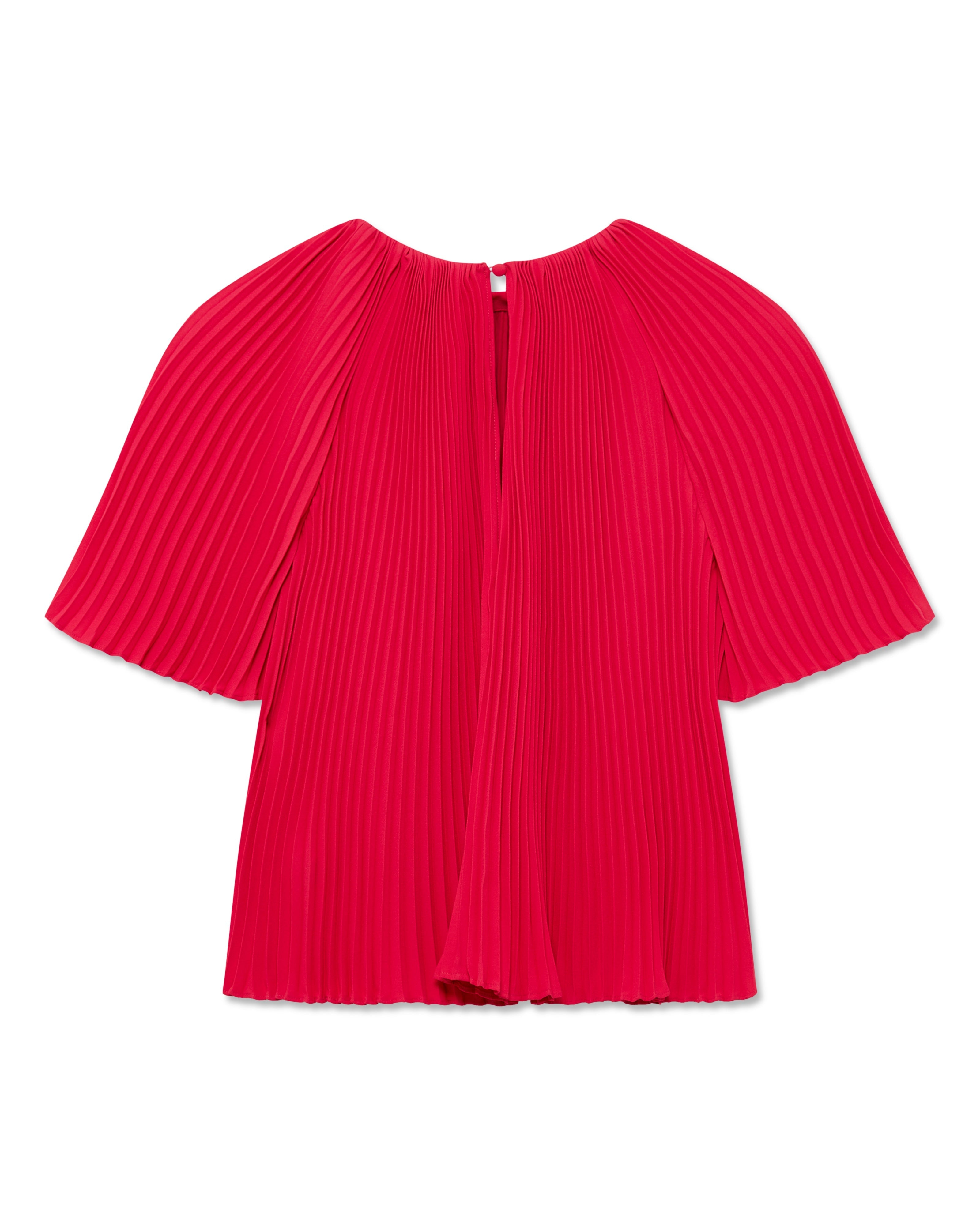 Agara Pleated Short Sleeve Blouse Fuchsia