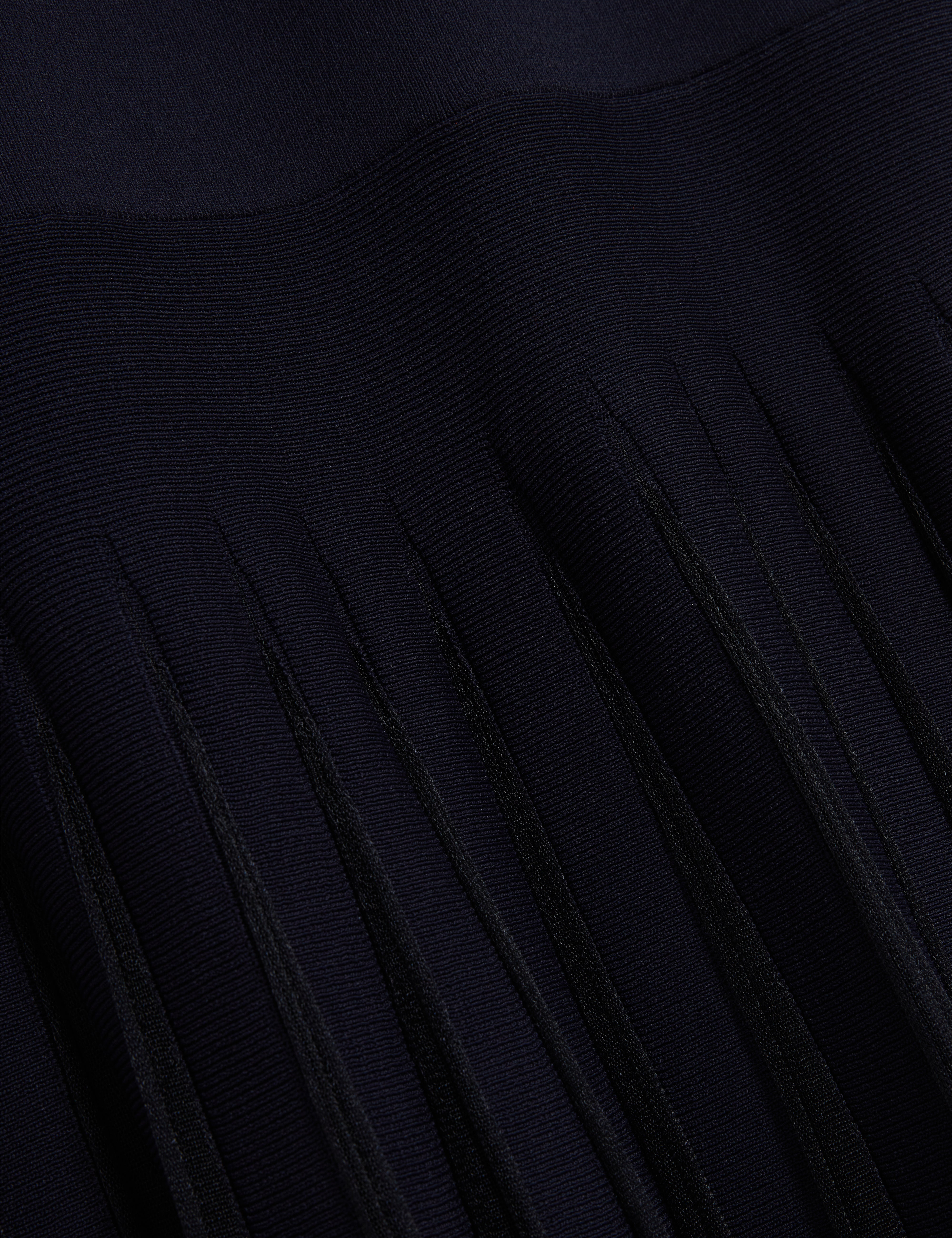 Suannaa Dropped Waist Off The Shoulder Knit Dress Navy