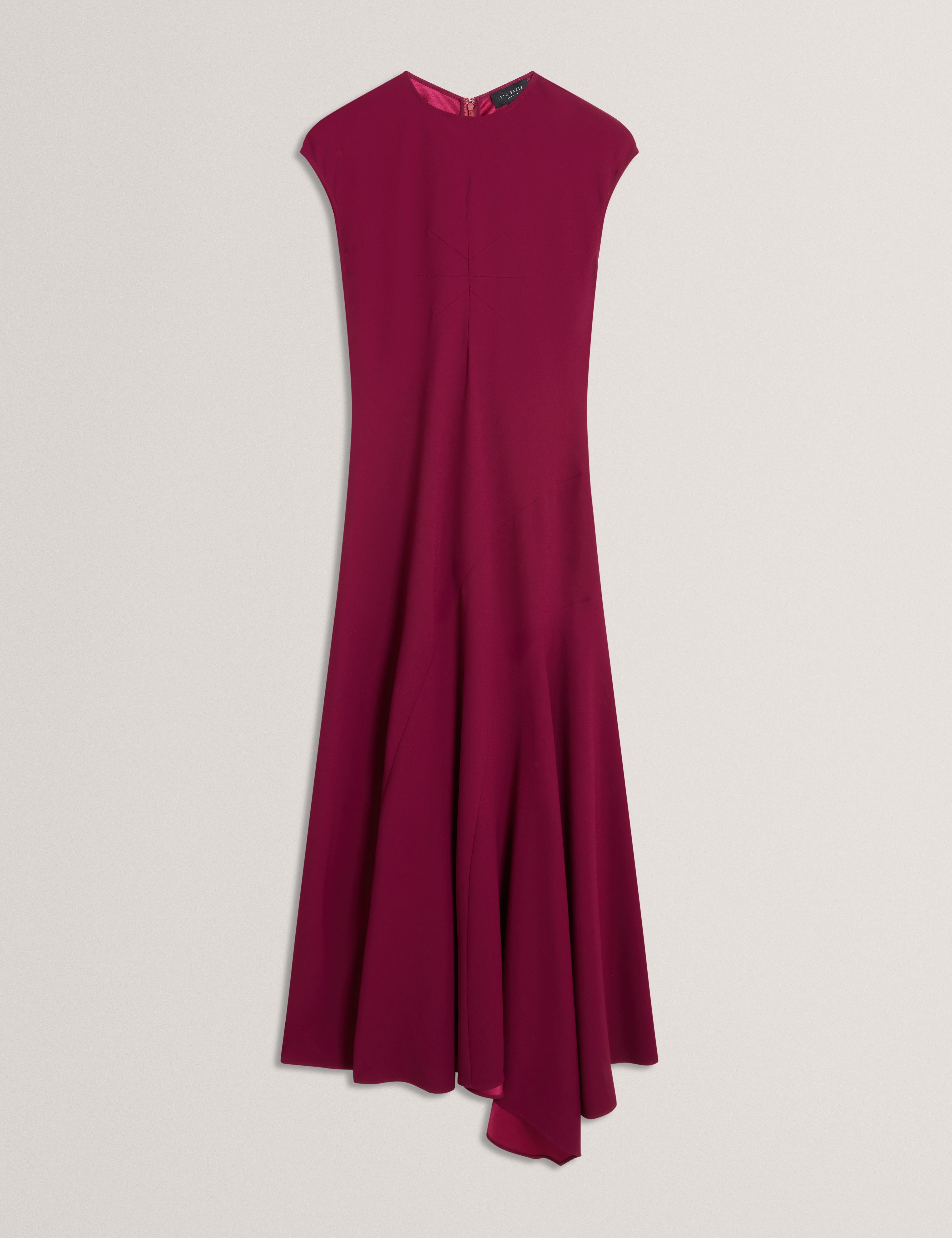 Isparta Sleeveless Asymmetric Midi Dress Dp-Purple