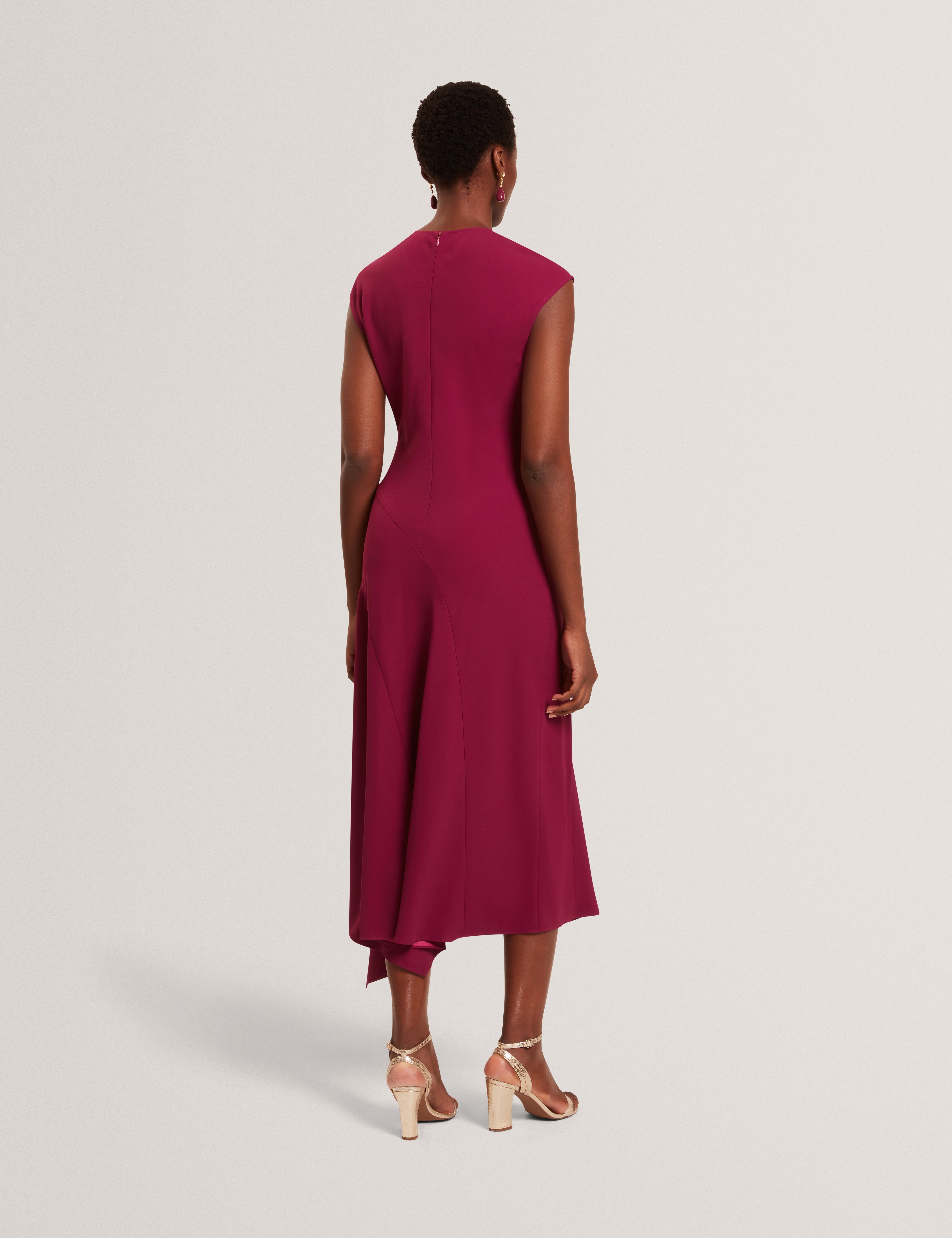 Isparta Sleeveless Asymmetric Midi Dress Dp-Purple