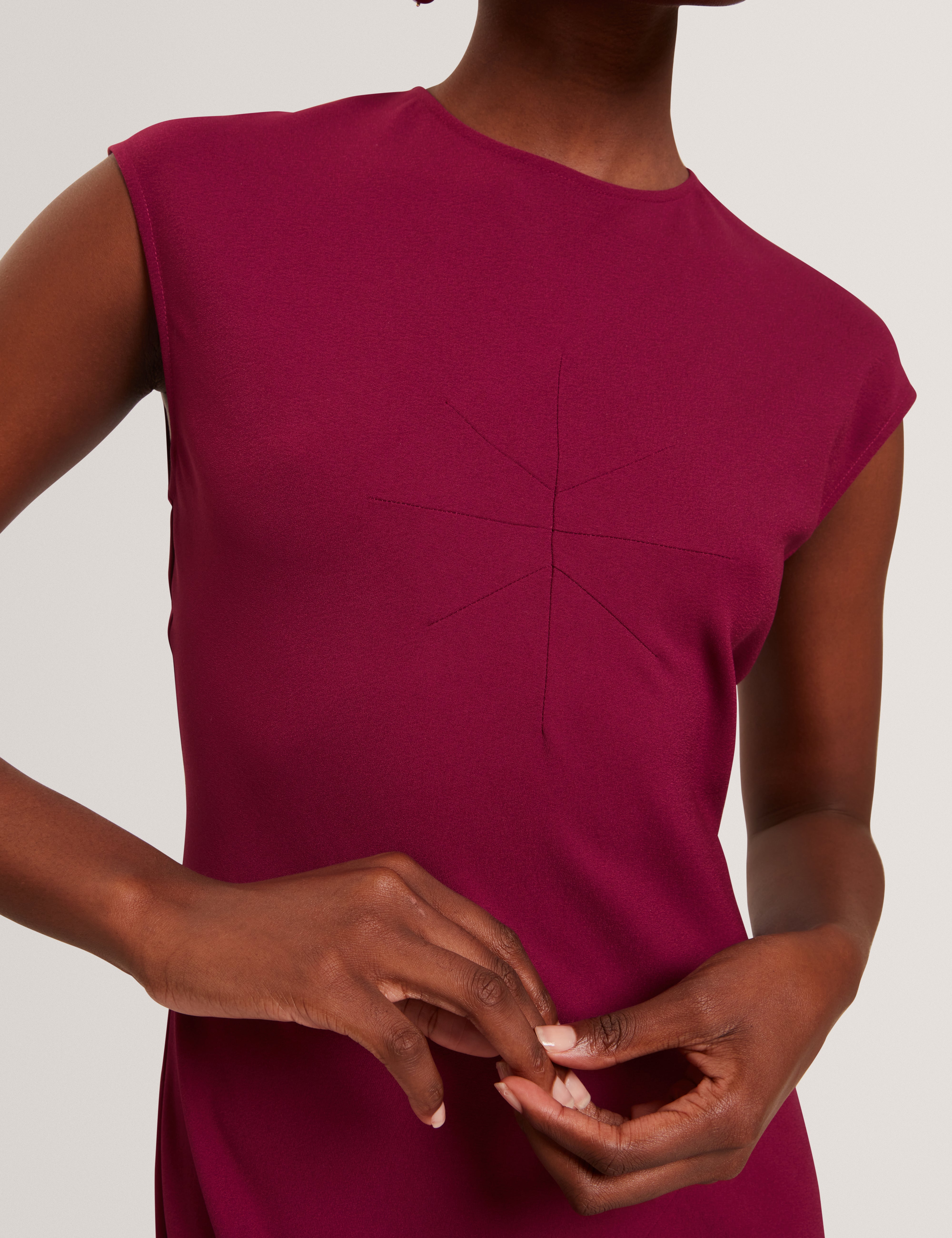 Isparta Sleeveless Asymmetric Midi Dress Dp-Purple