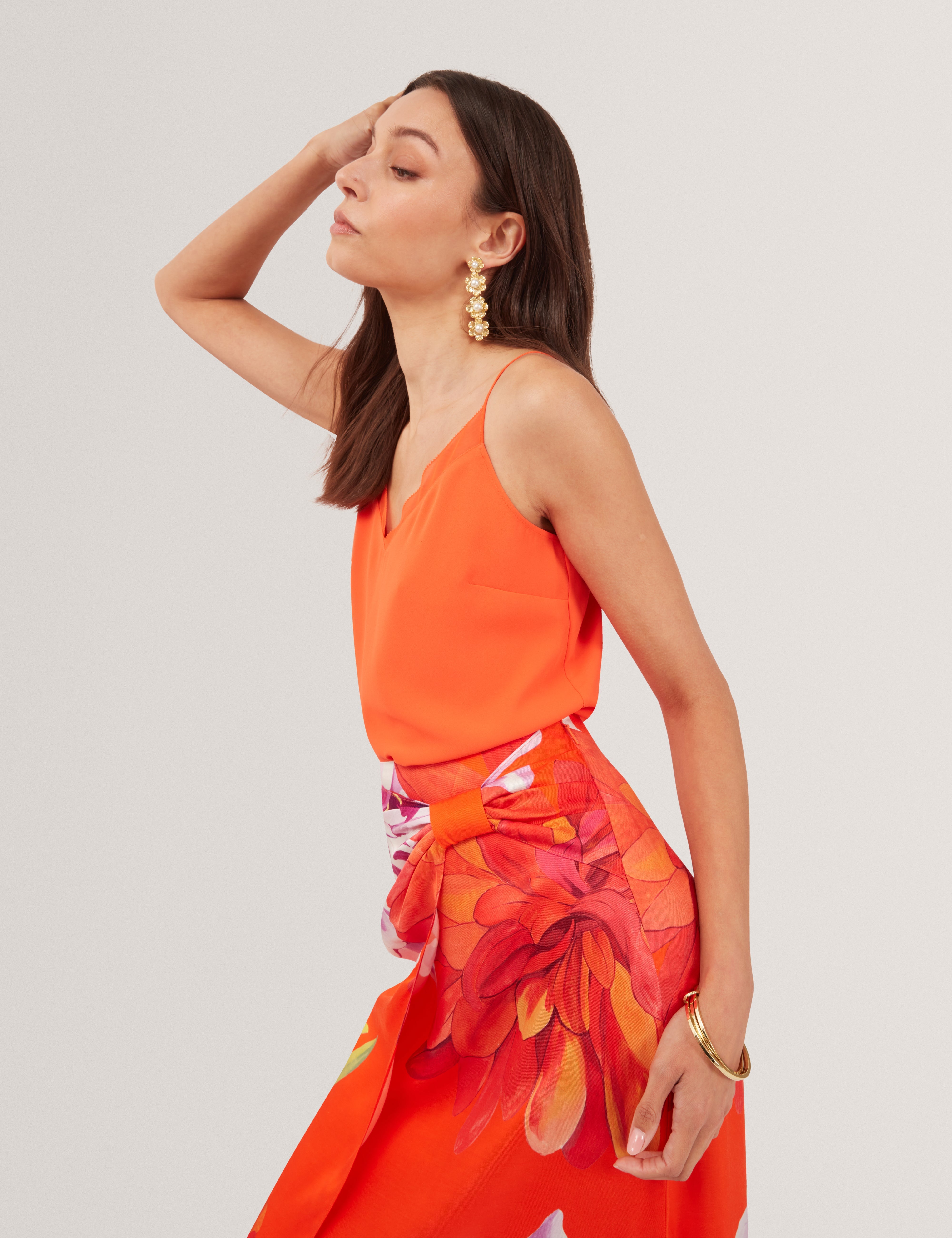 Lulea Chiffon Insert Cami Top Orange