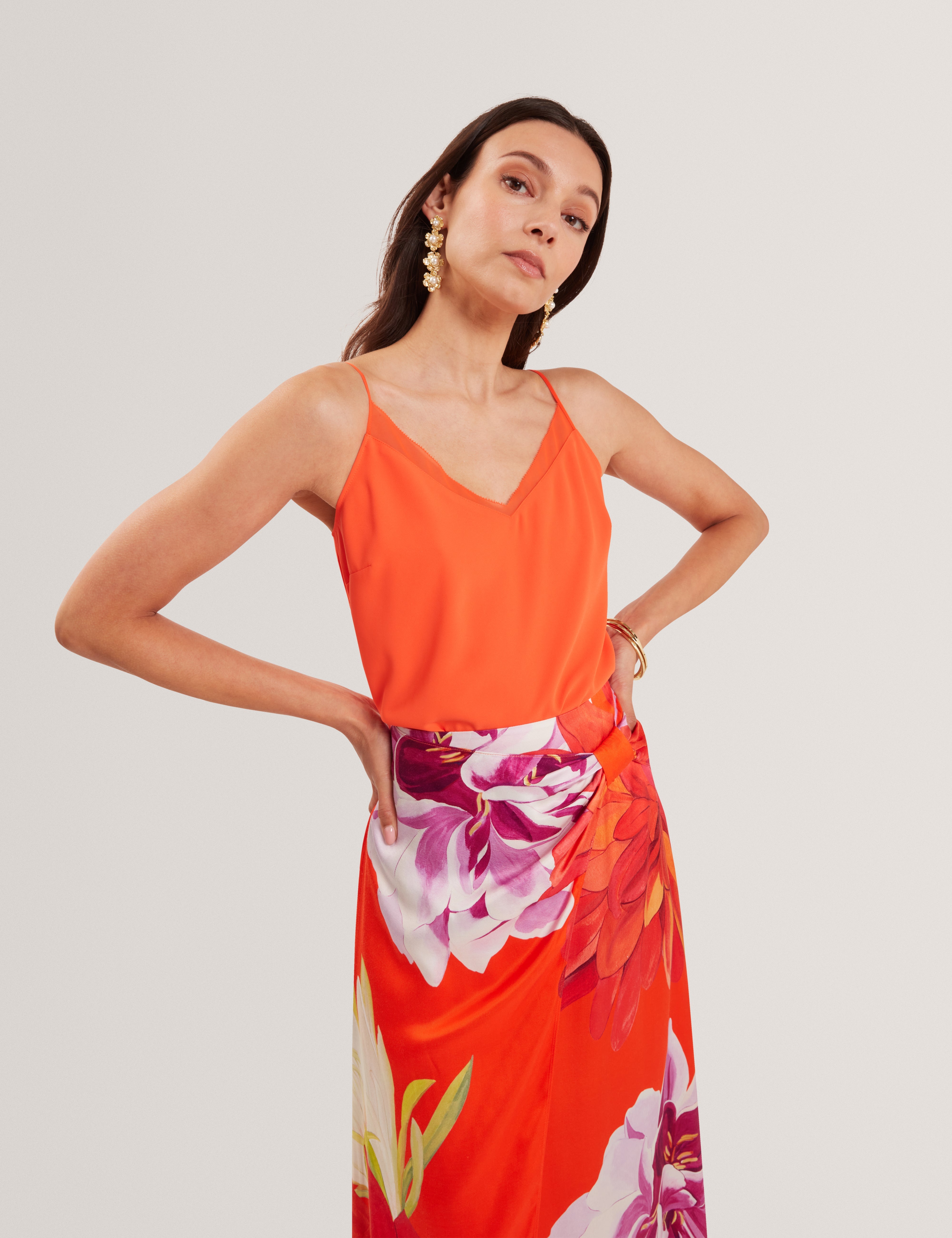 Lulea Chiffon Insert Cami Top Orange