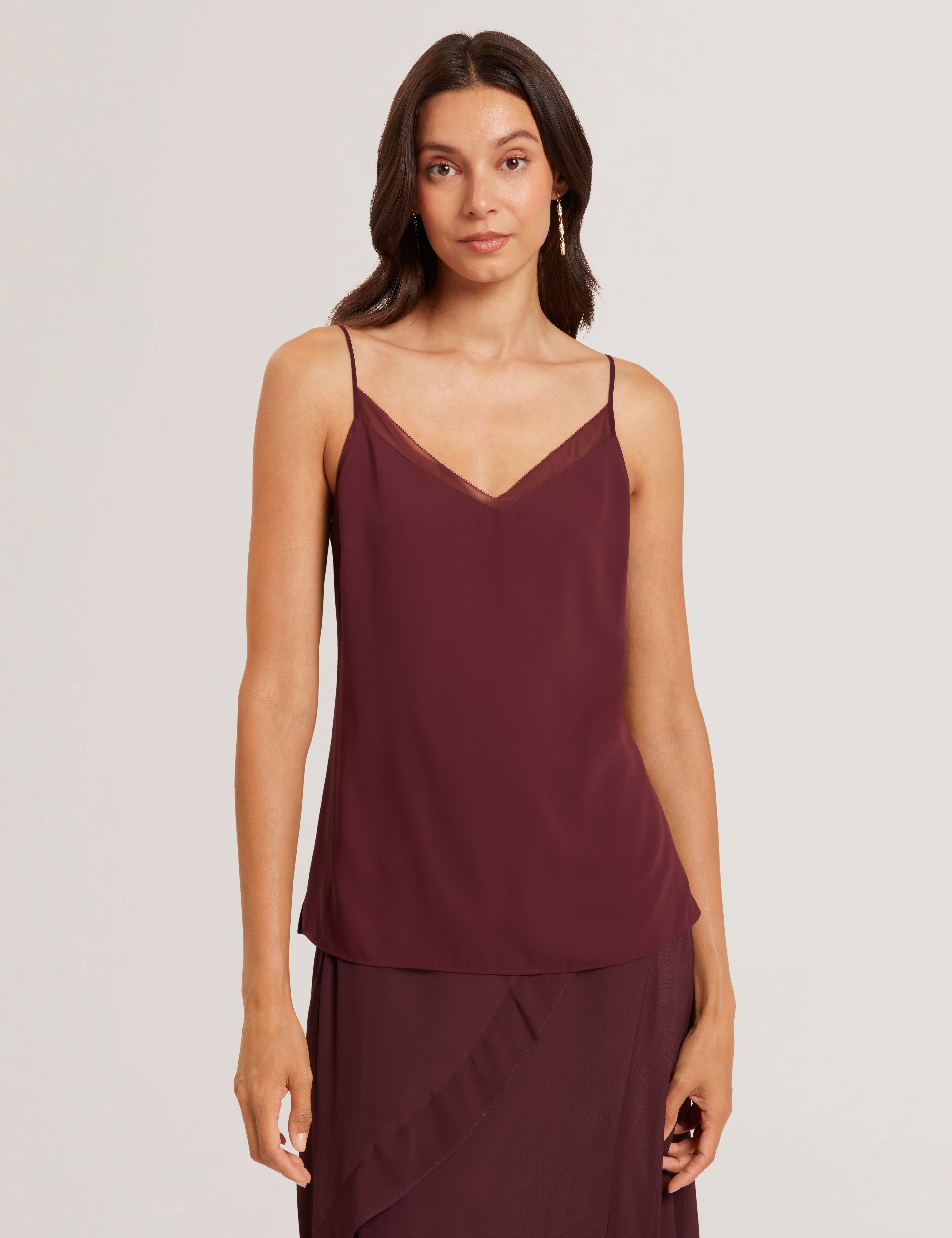 Lulea Chiffon Insert Cami Top Oxblood