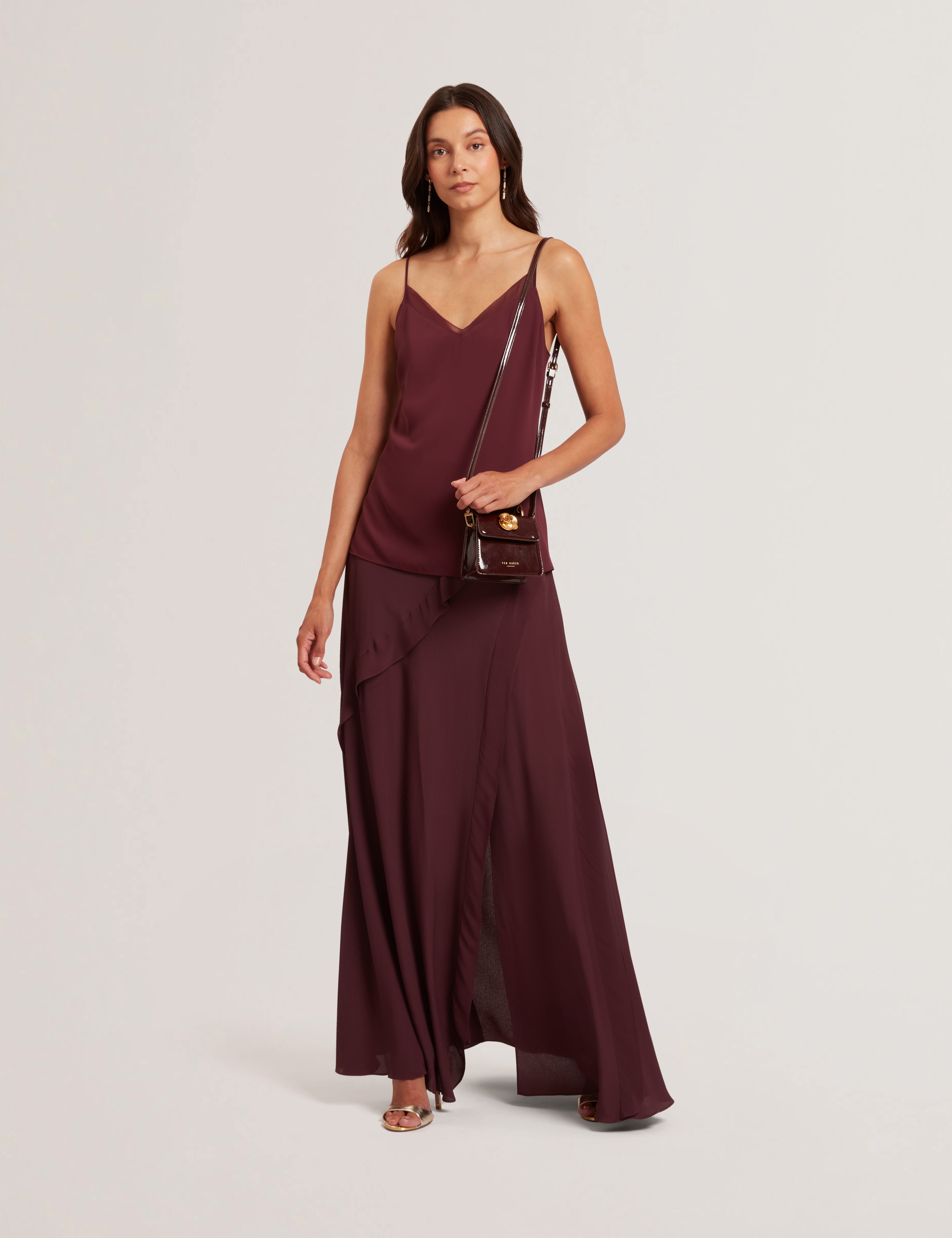 Lulea Chiffon Insert Cami Top Oxblood