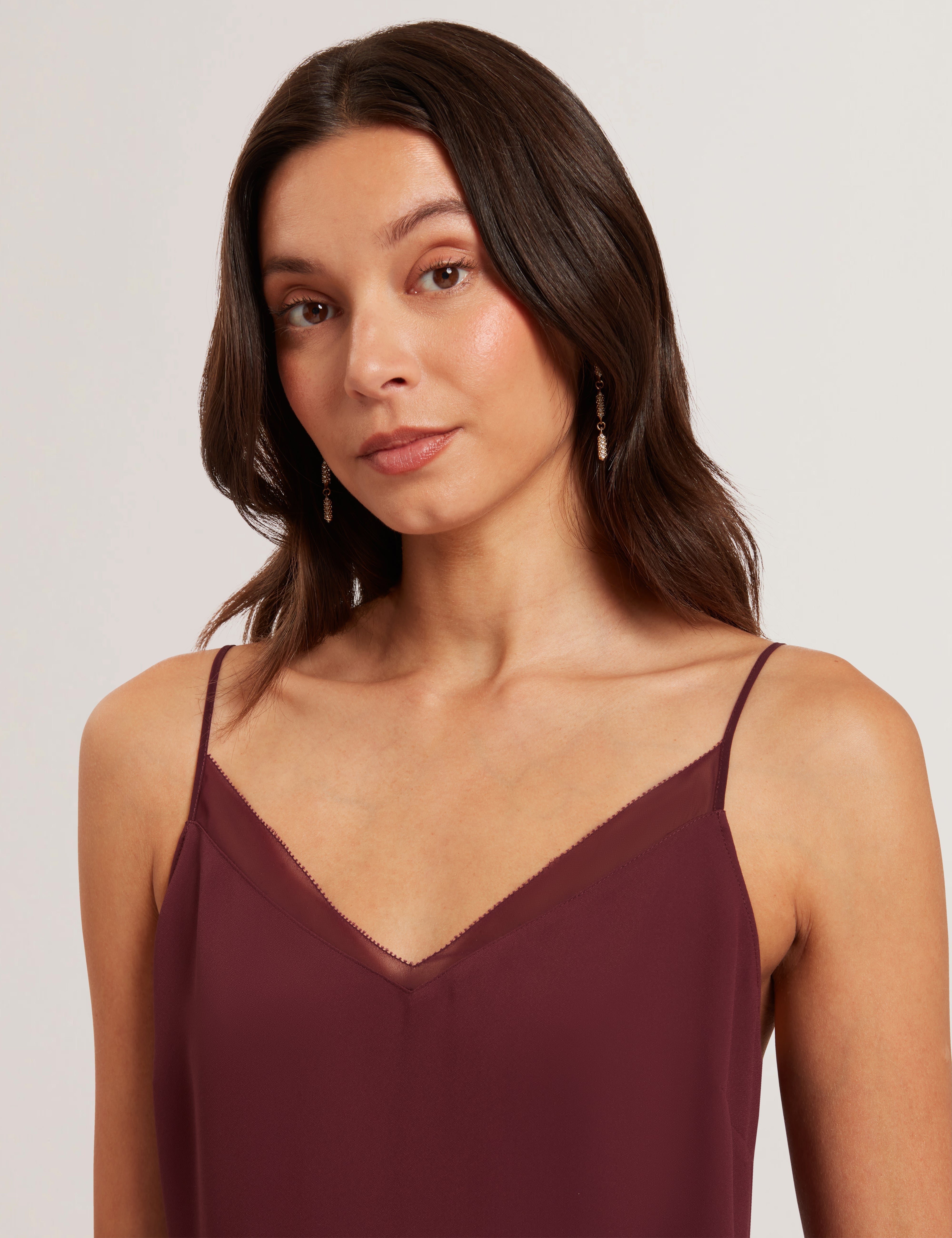 Lulea Chiffon Insert Cami Top Oxblood