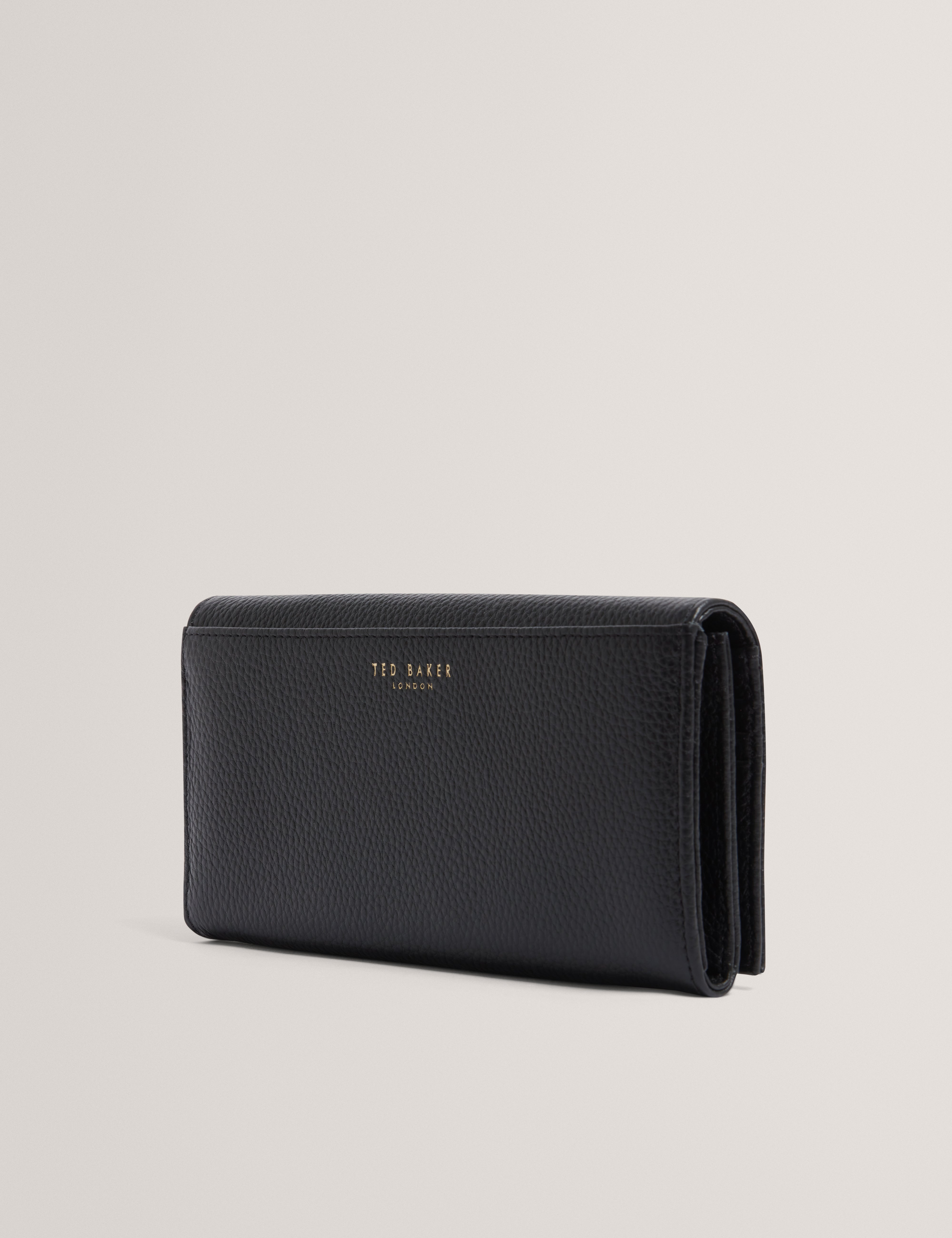 Rousi Bar Detail Leather Slim Purse Black