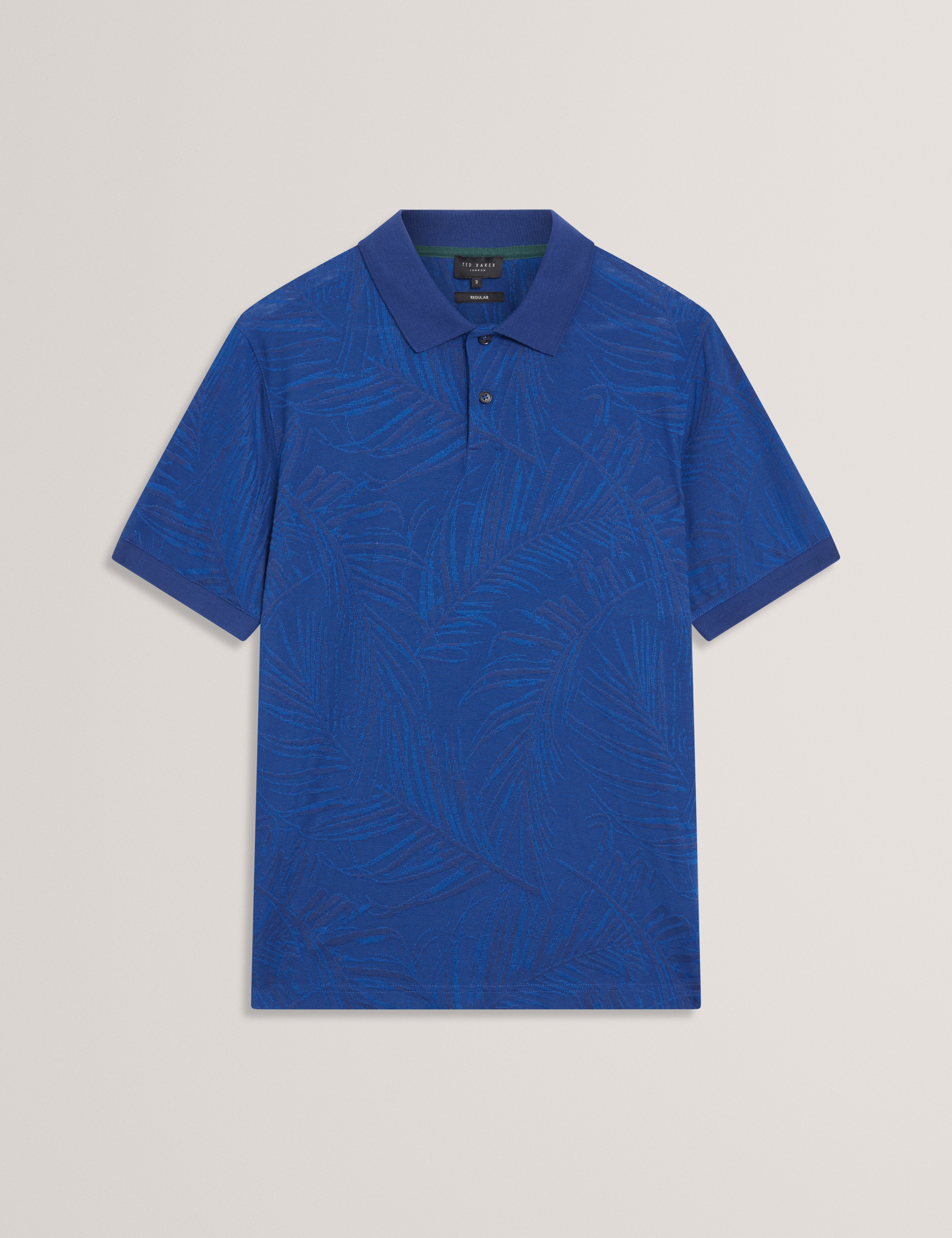 Edwine Short Sleeve Regular Jacquard Leaf Polo Navy