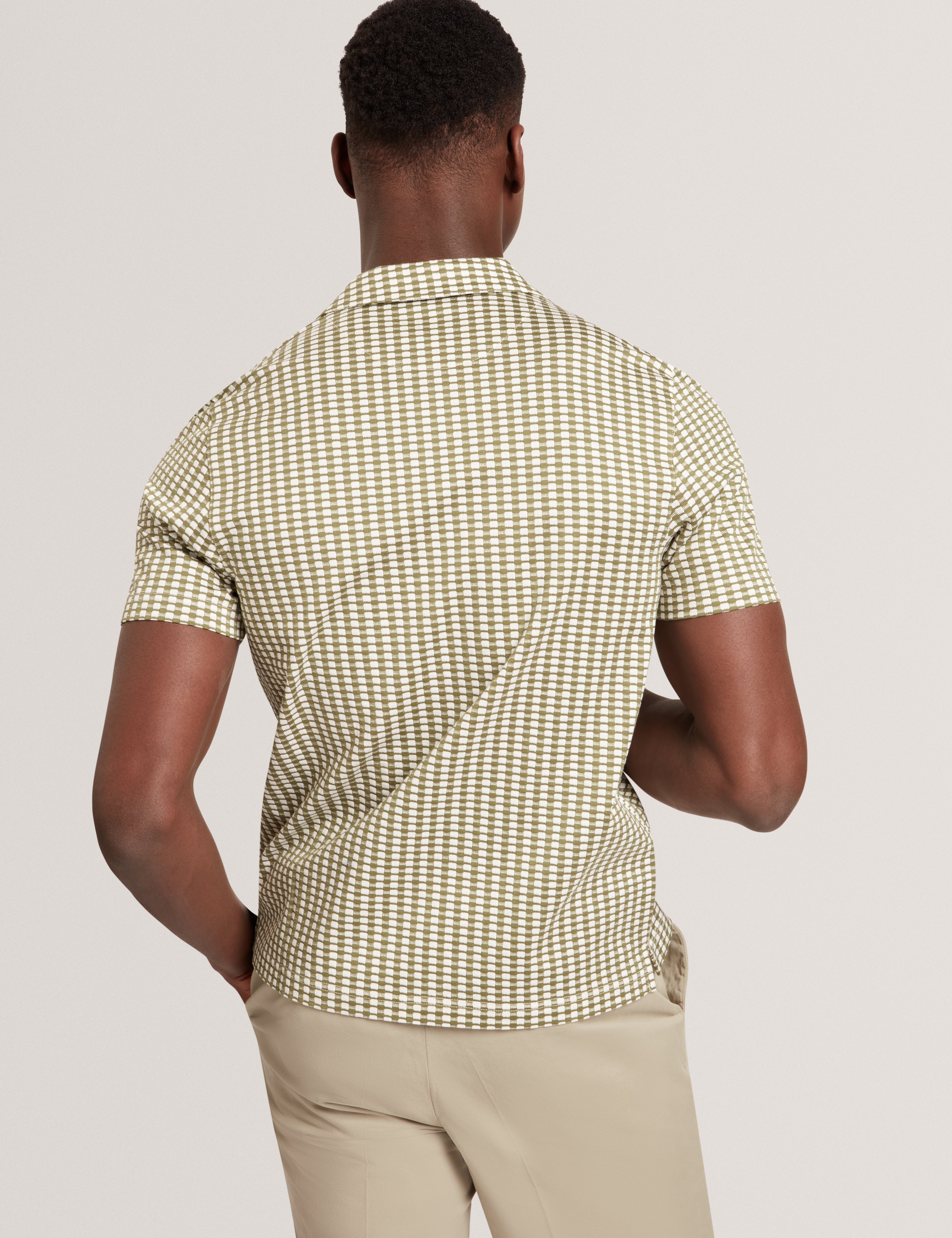 Matejo Short Sleeve Regular Geo Open Neck Polo Green