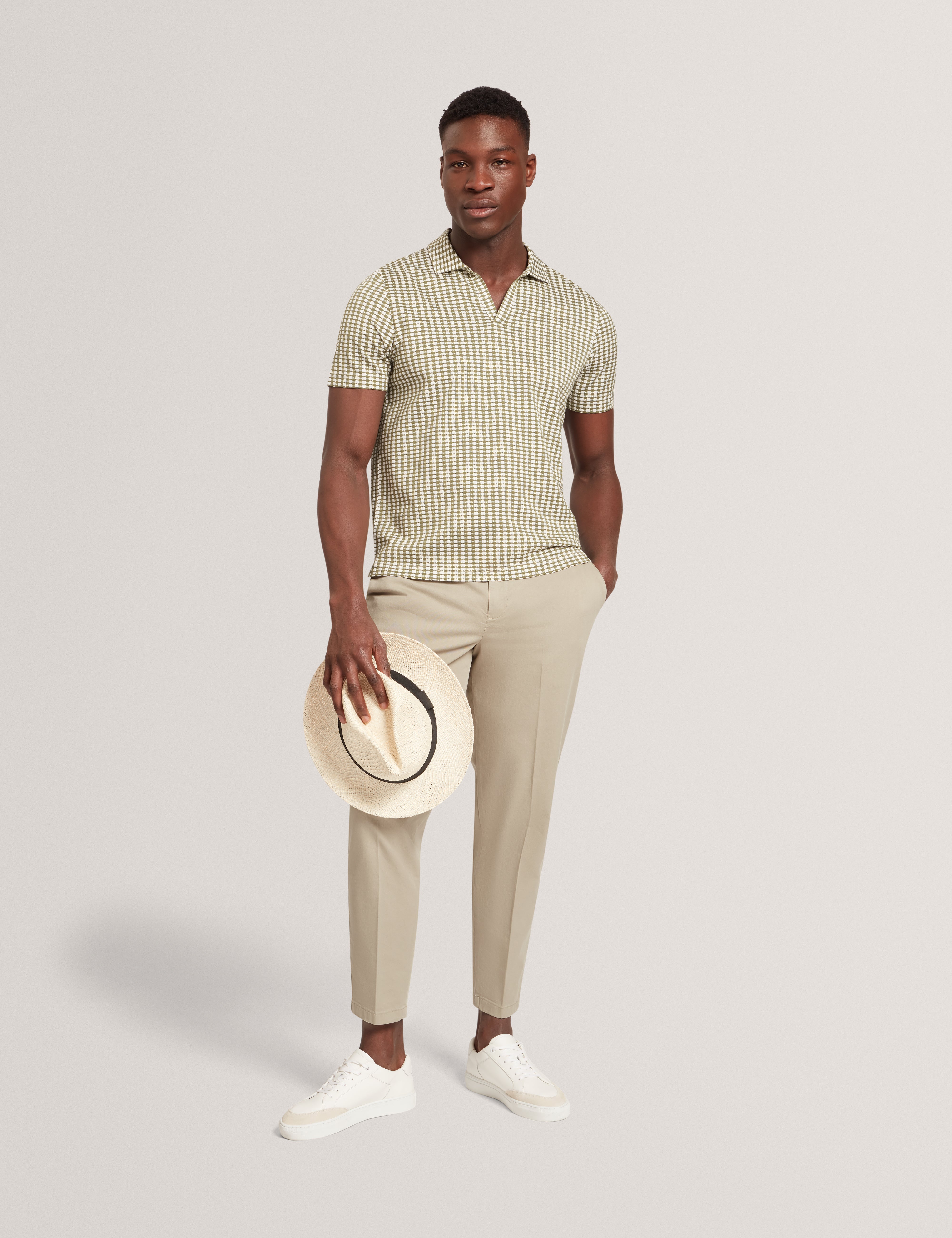 Matejo Short Sleeve Regular Geo Open Neck Polo Green