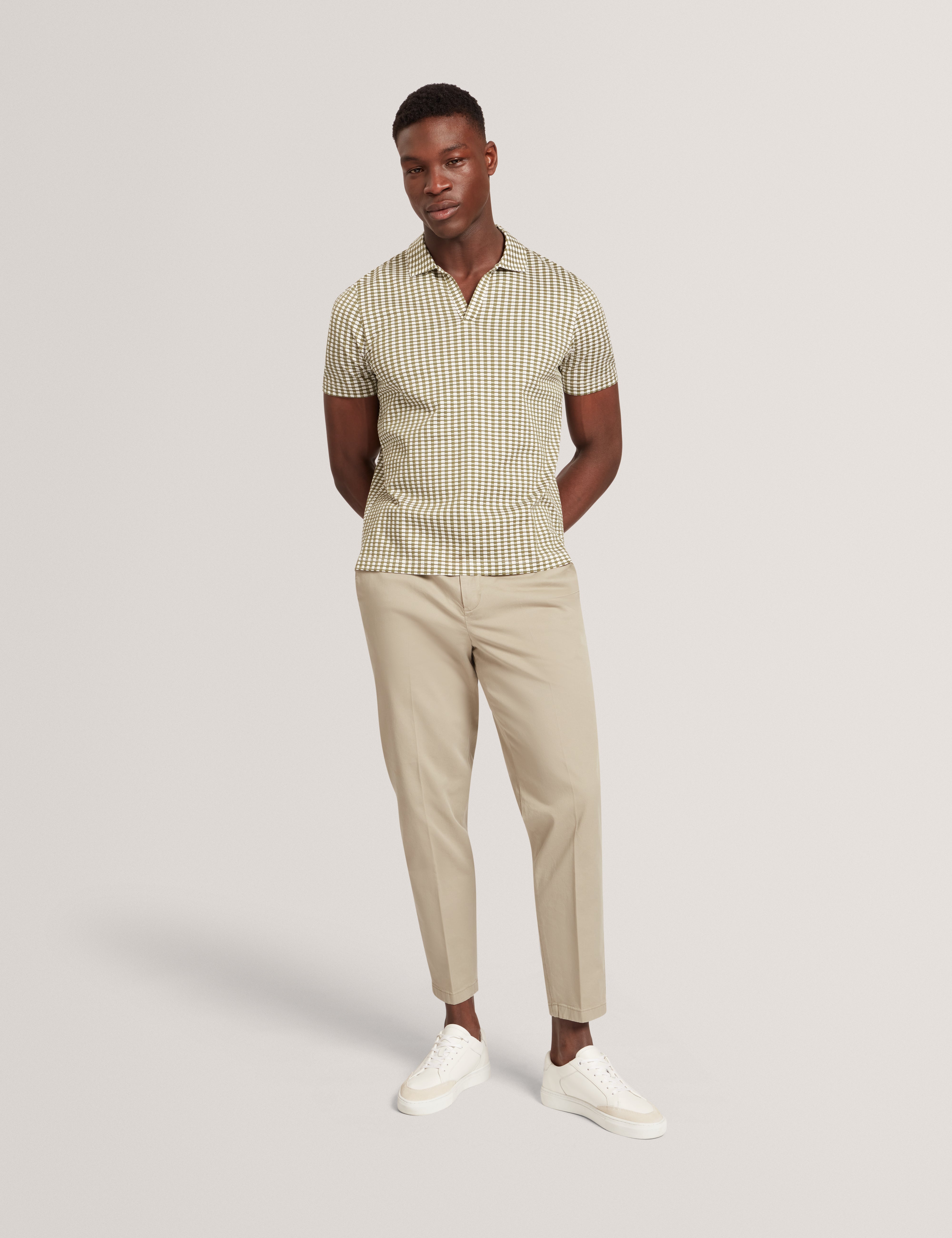 Matejo Short Sleeve Regular Geo Open Neck Polo Green