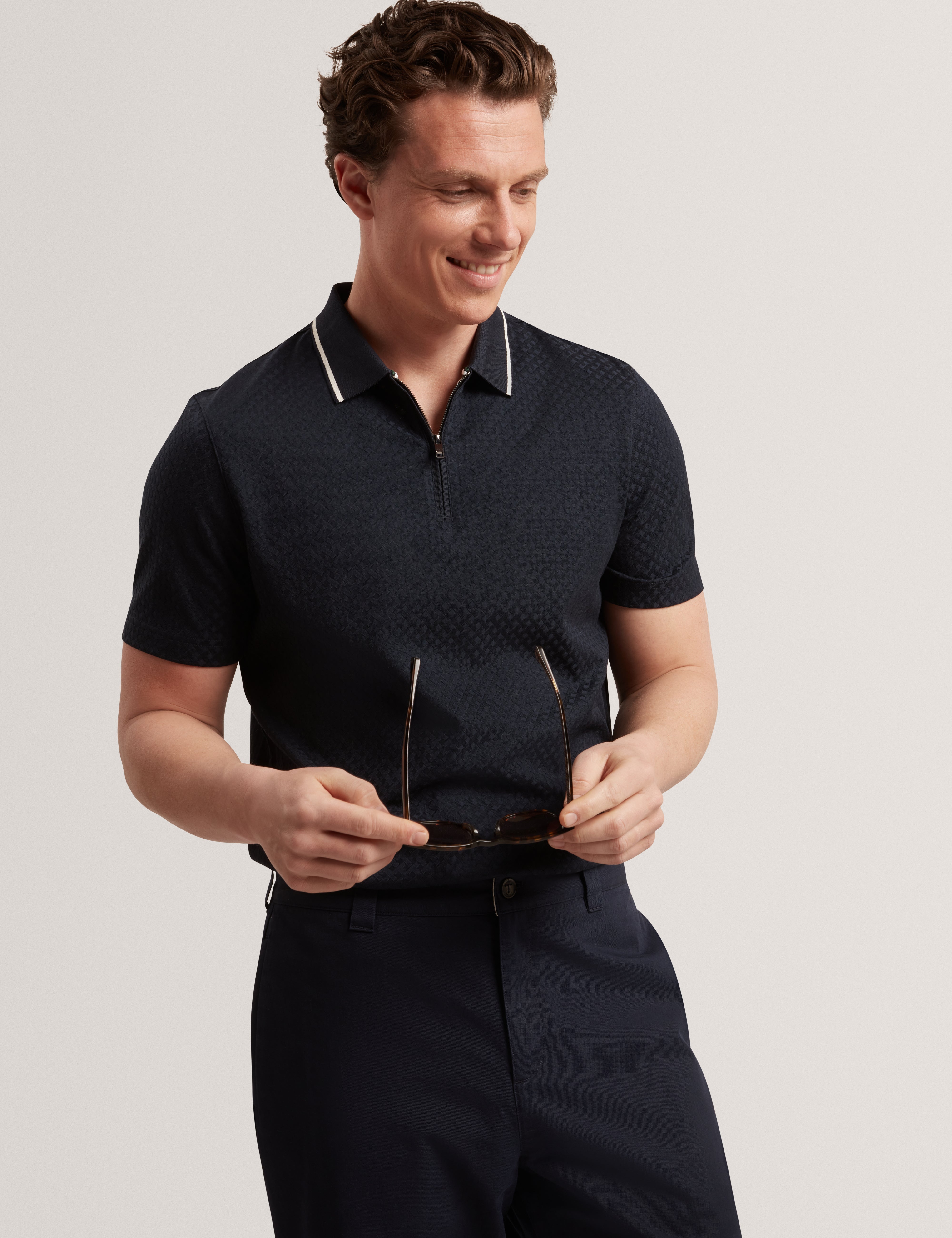 Cophen Short Sleeve Regular T Stitch Polo Shirt Navy