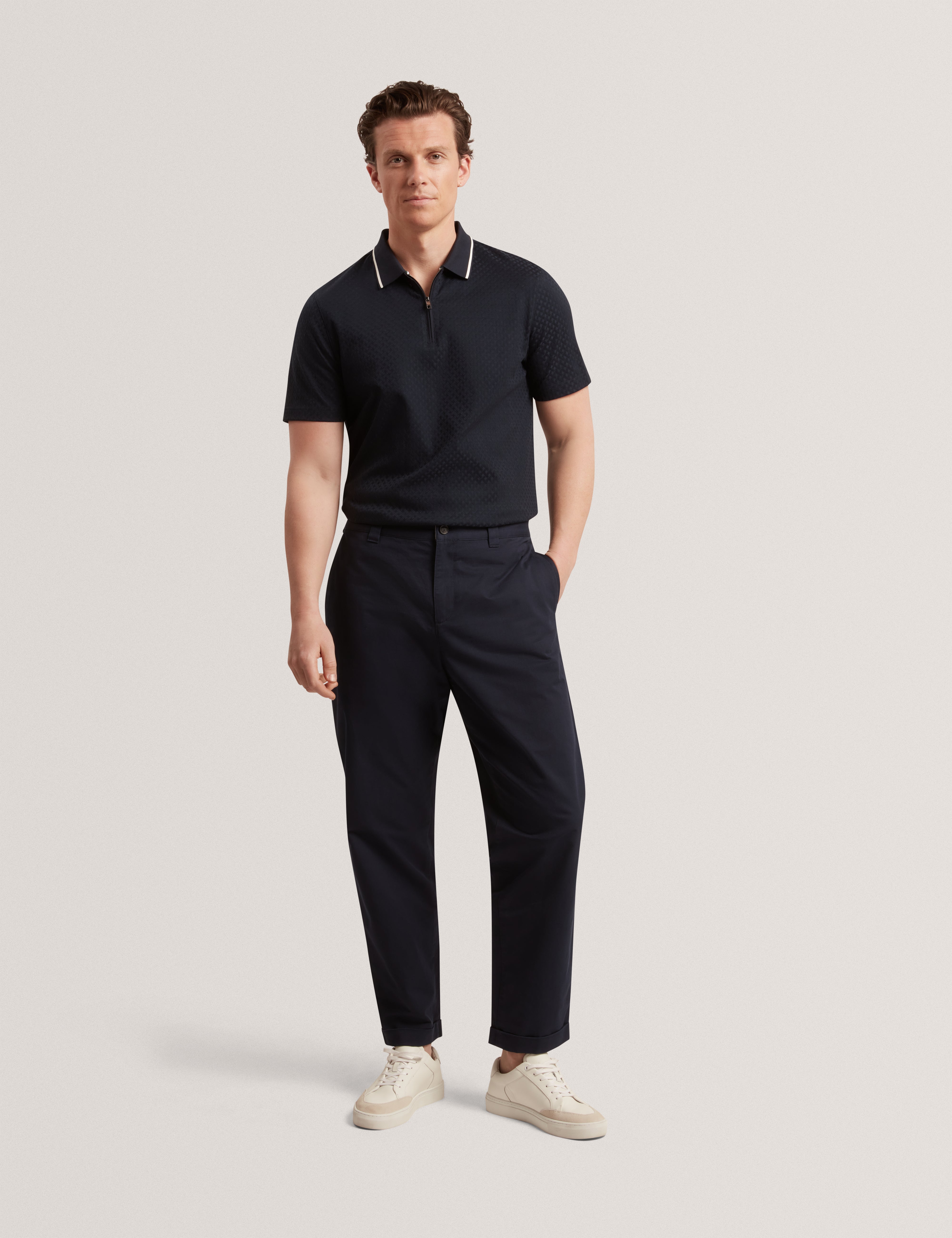 Cophen Short Sleeve Regular T Stitch Polo Shirt Navy