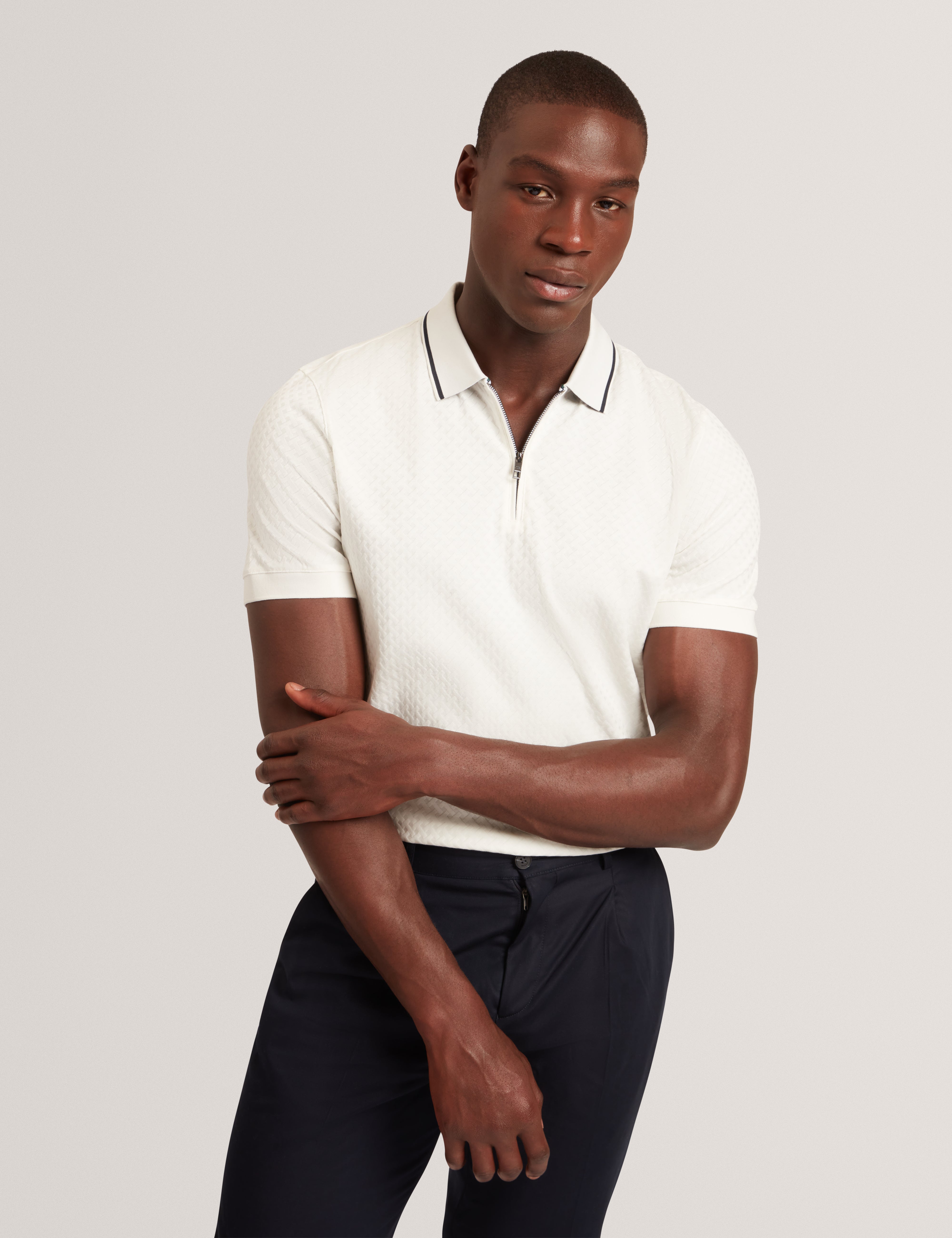 Cophen Short Sleeve Regular T Stitch Polo Shirt White