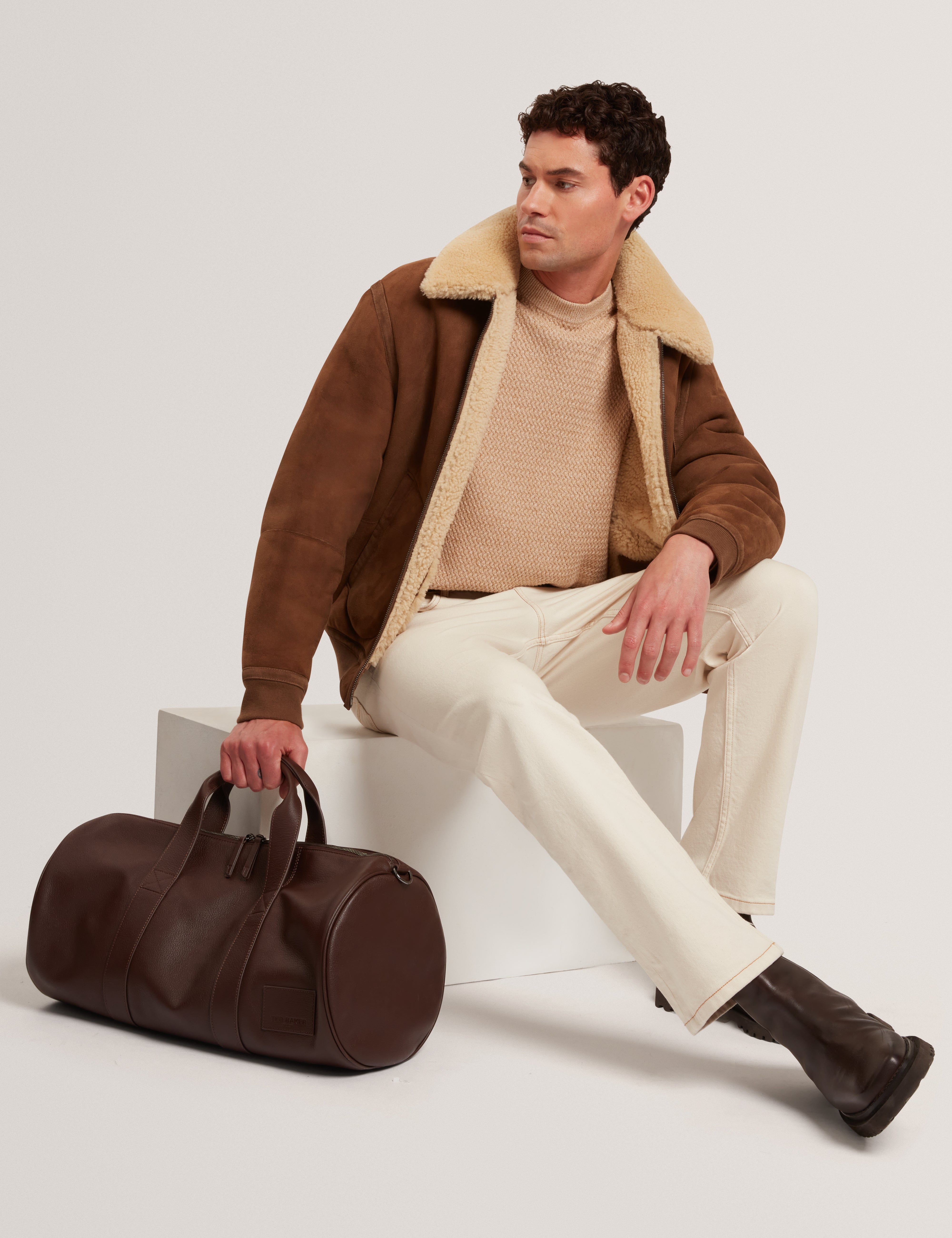 Monya Ls Textured Knit Crew Neck Camel