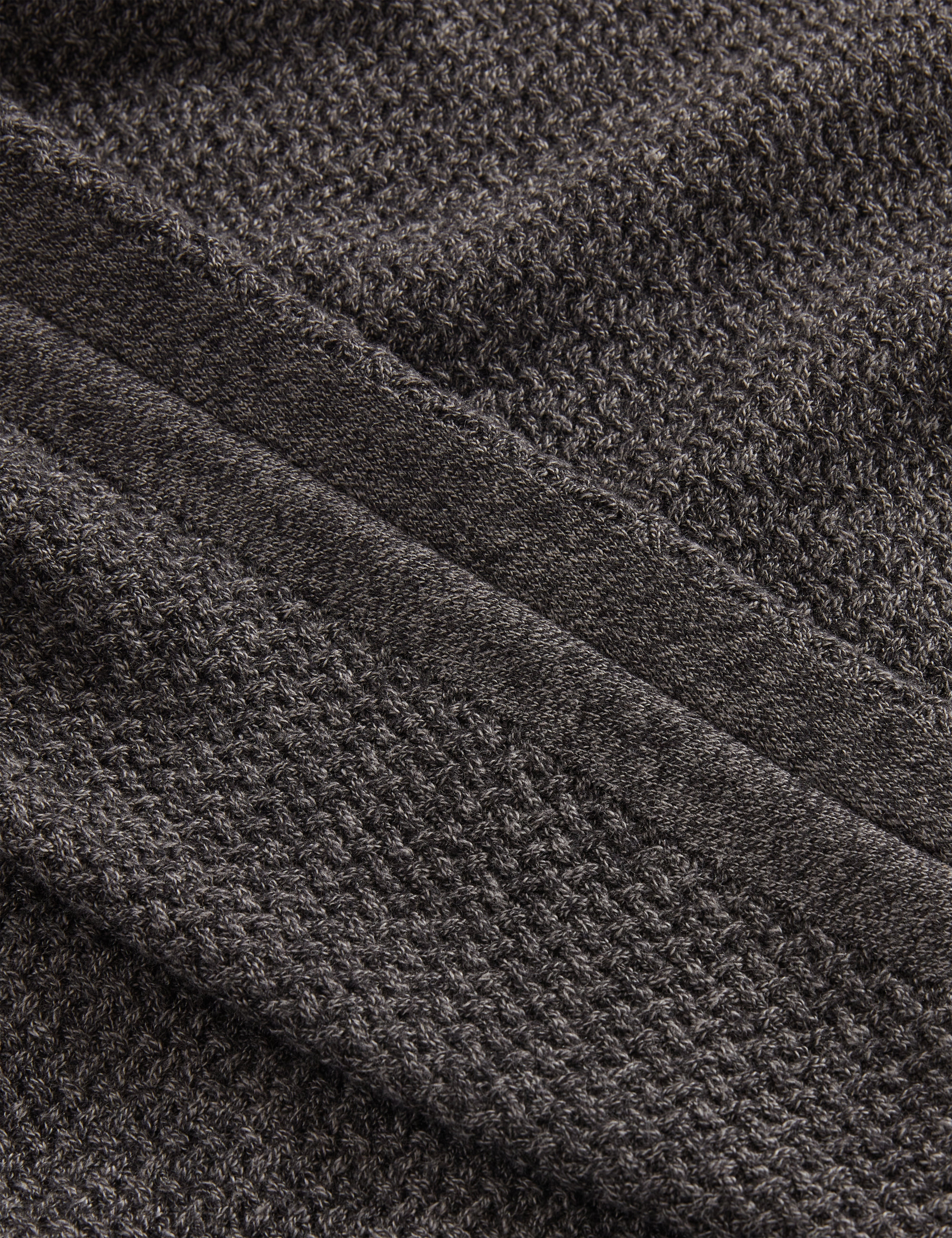 Monya Long Sleeve Textured Knit Crew Neck Mid-Grey