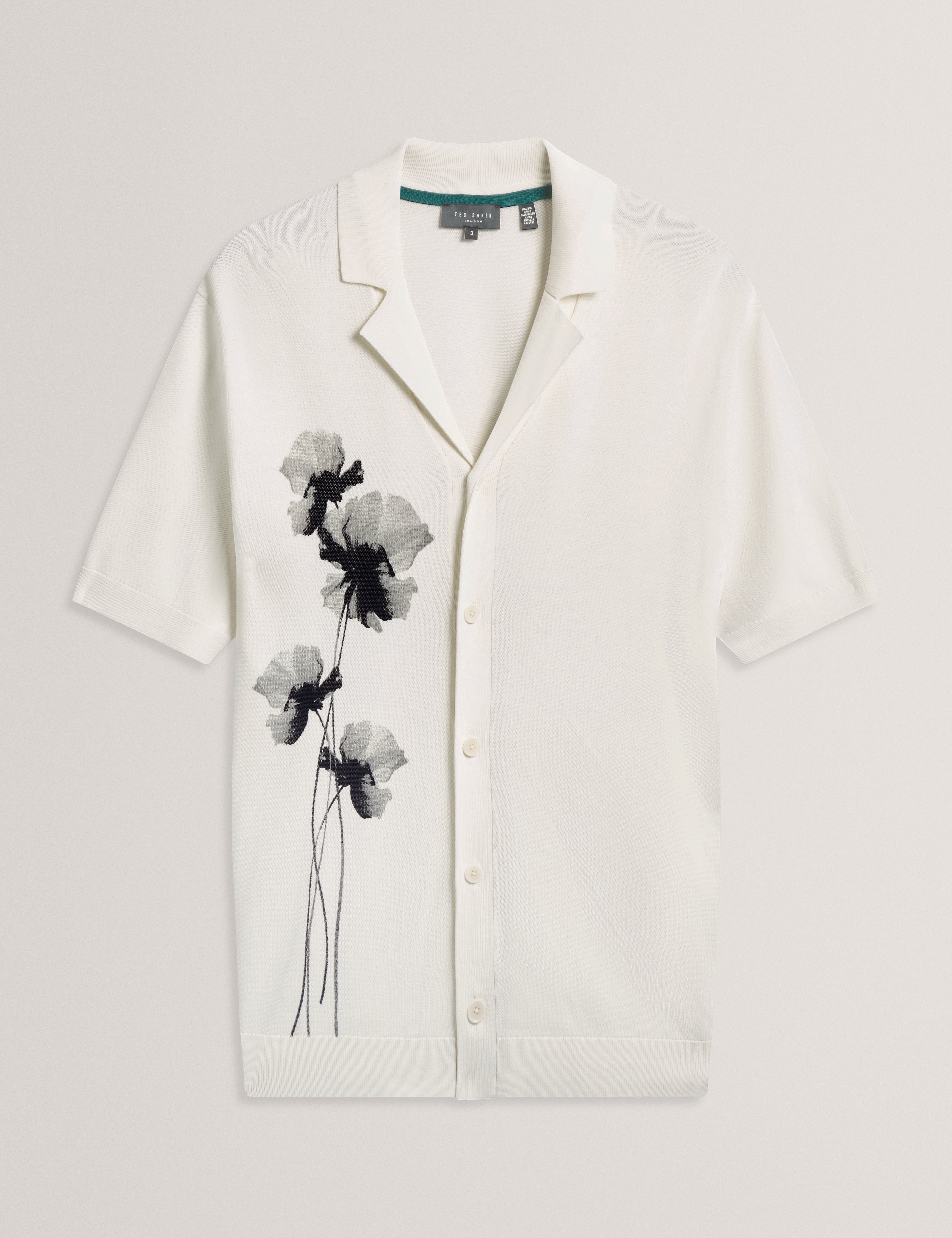 Daffid Ss Knitted Floral Shirt White