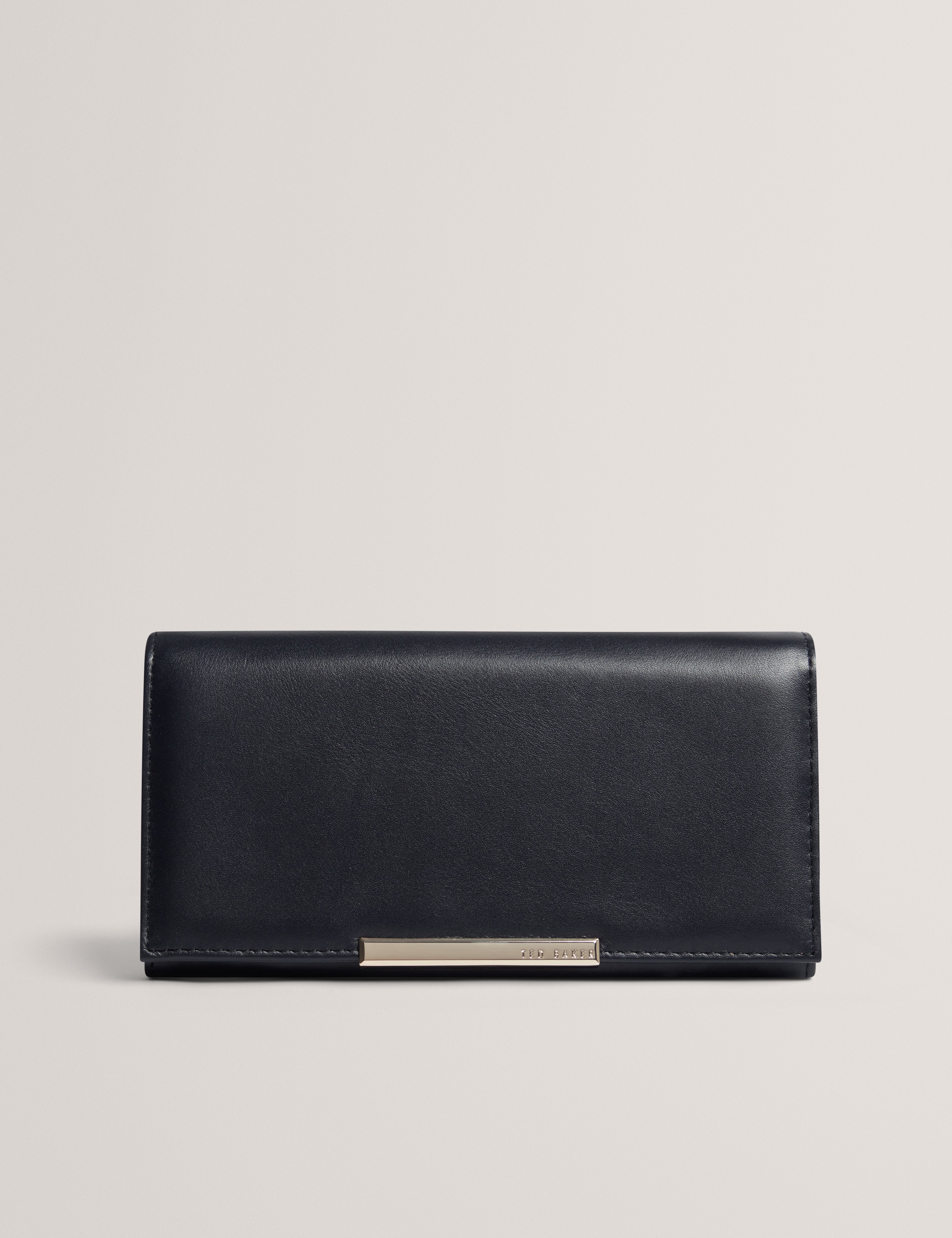 Raaynia Bar Detail Slim Large Leather Purse Navy