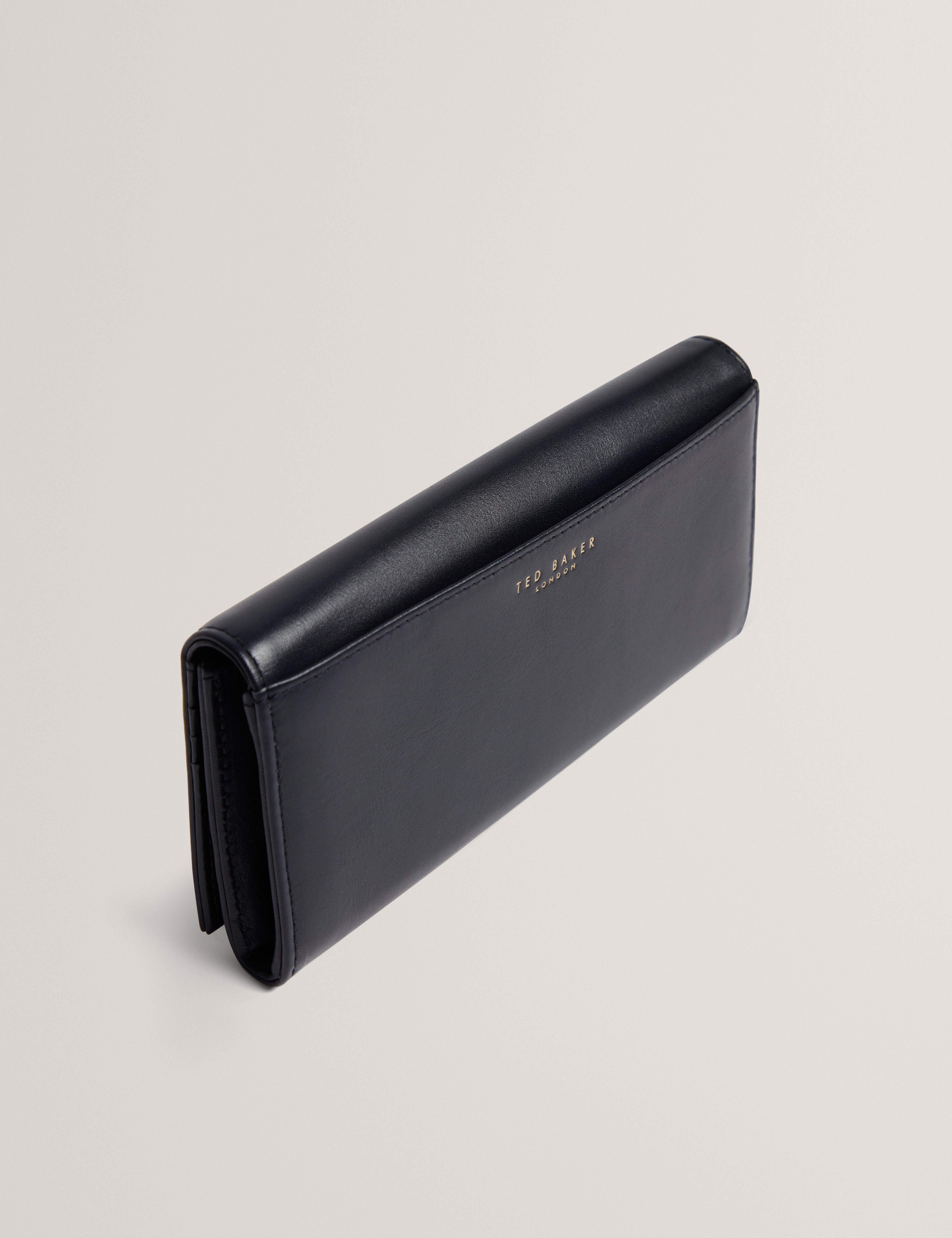 Raaynia Bar Detail Slim Large Leather Purse Navy