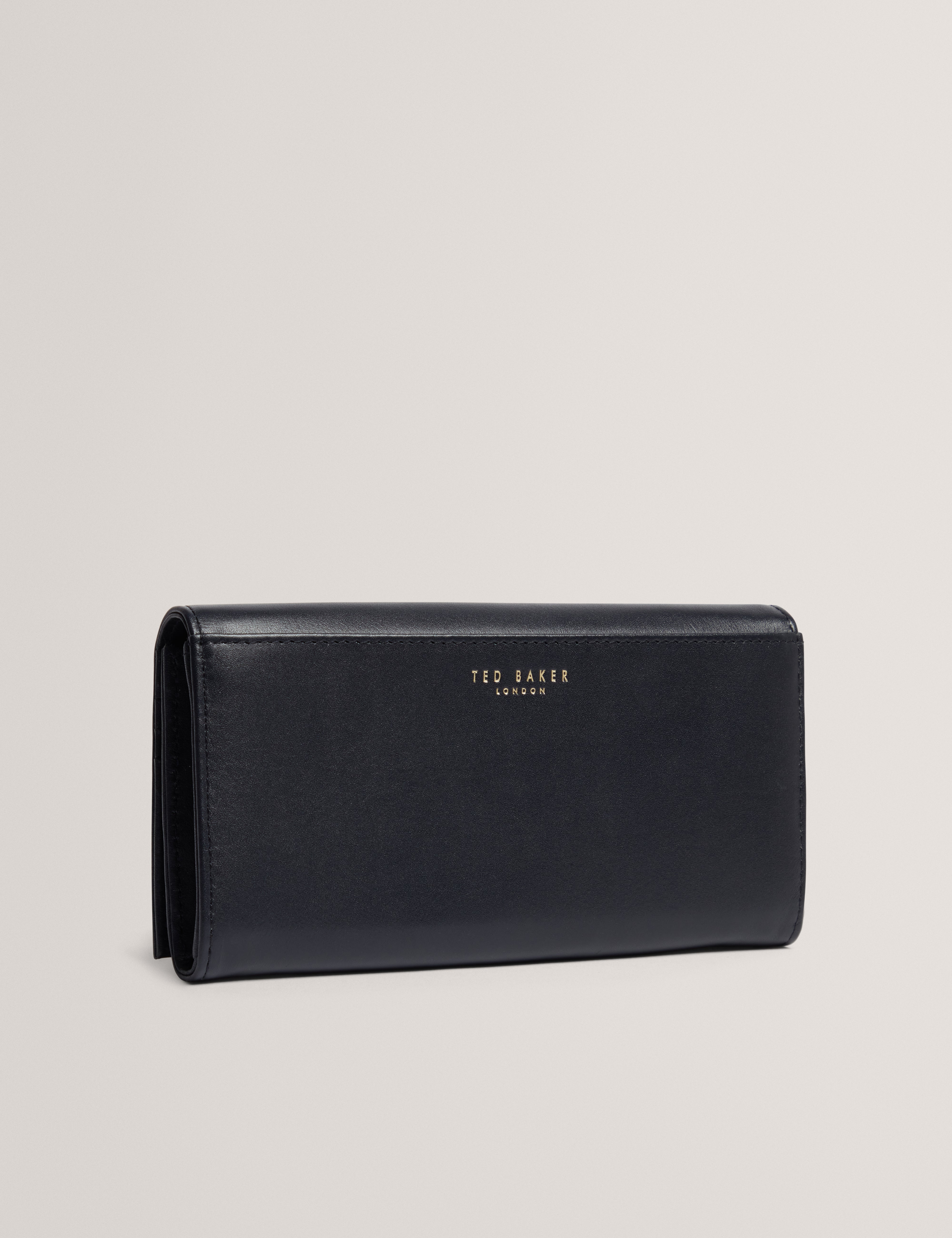 Raaynia Bar Detail Slim Large Leather Purse Navy