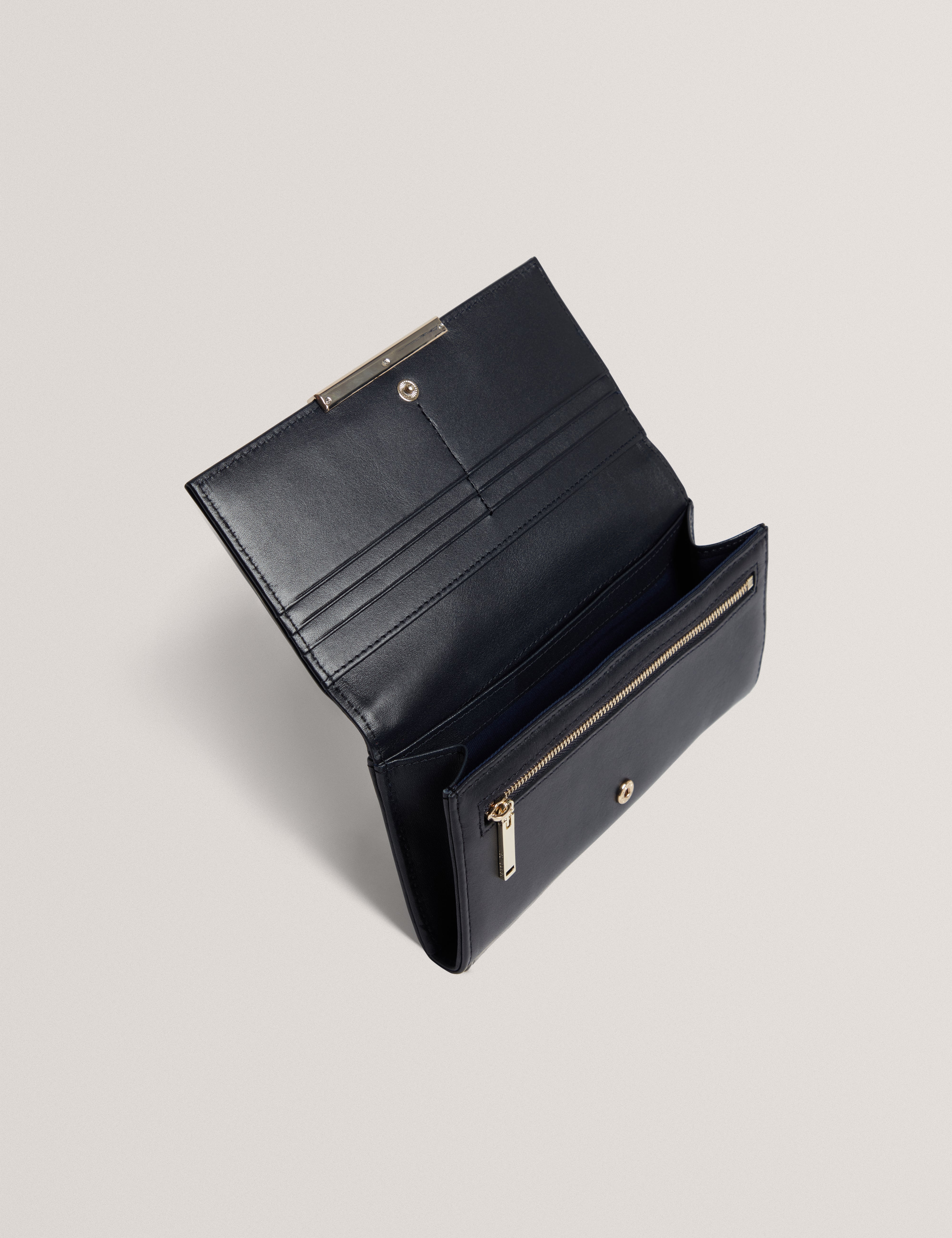 Raaynia Bar Detail Slim Large Leather Purse Navy
