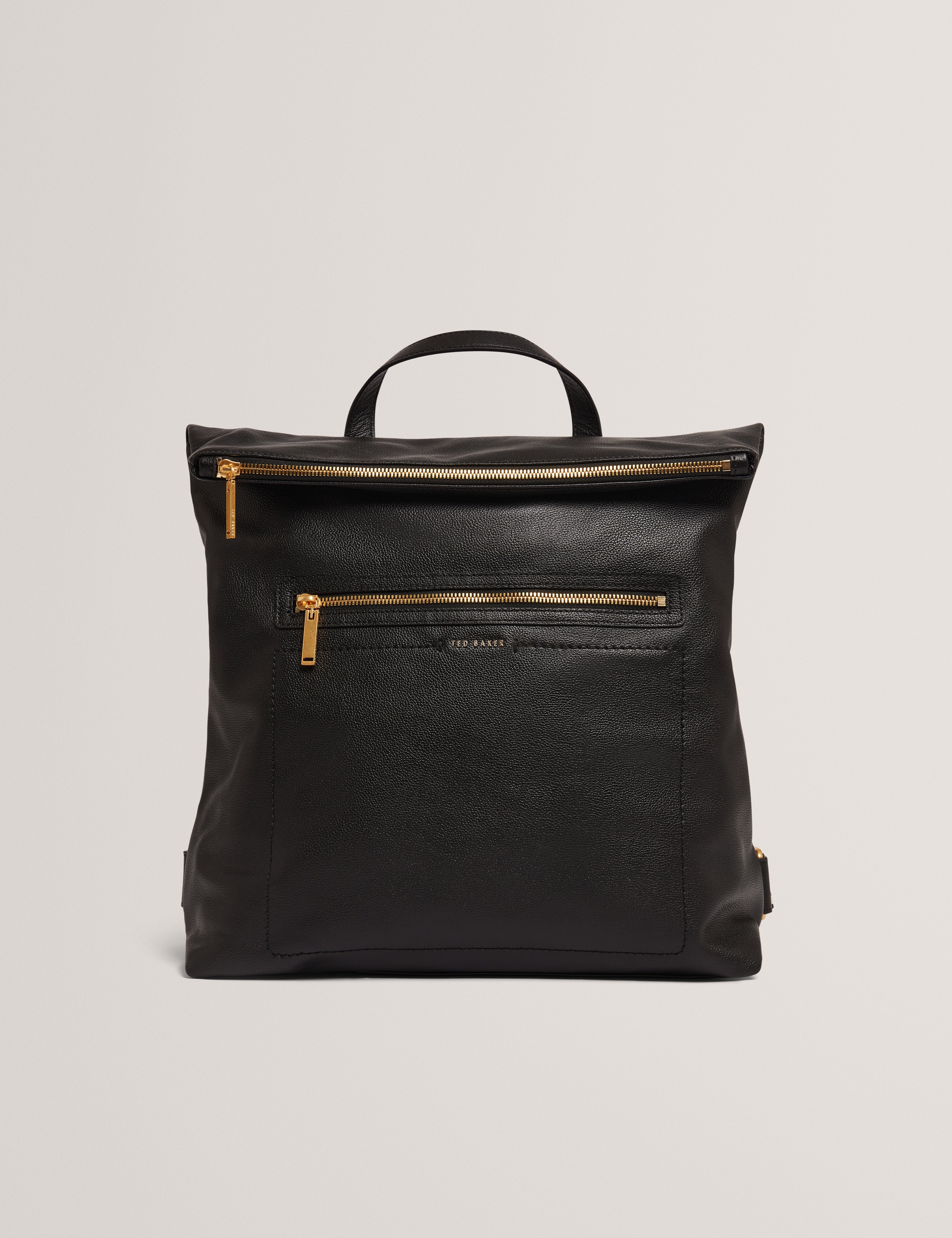 Luccea Webbing Leather Backpack Black