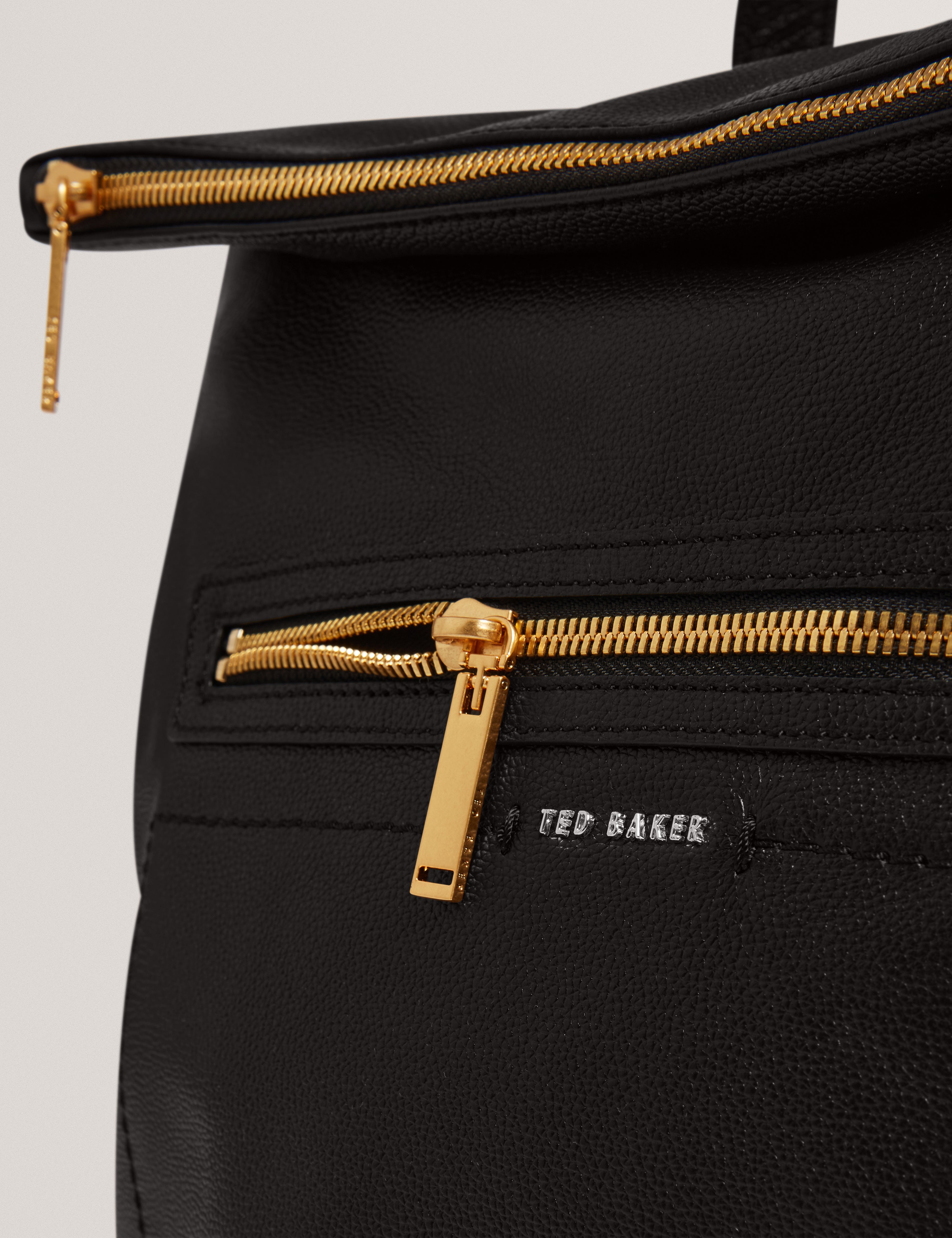 Luccea Webbing Leather Backpack Black
