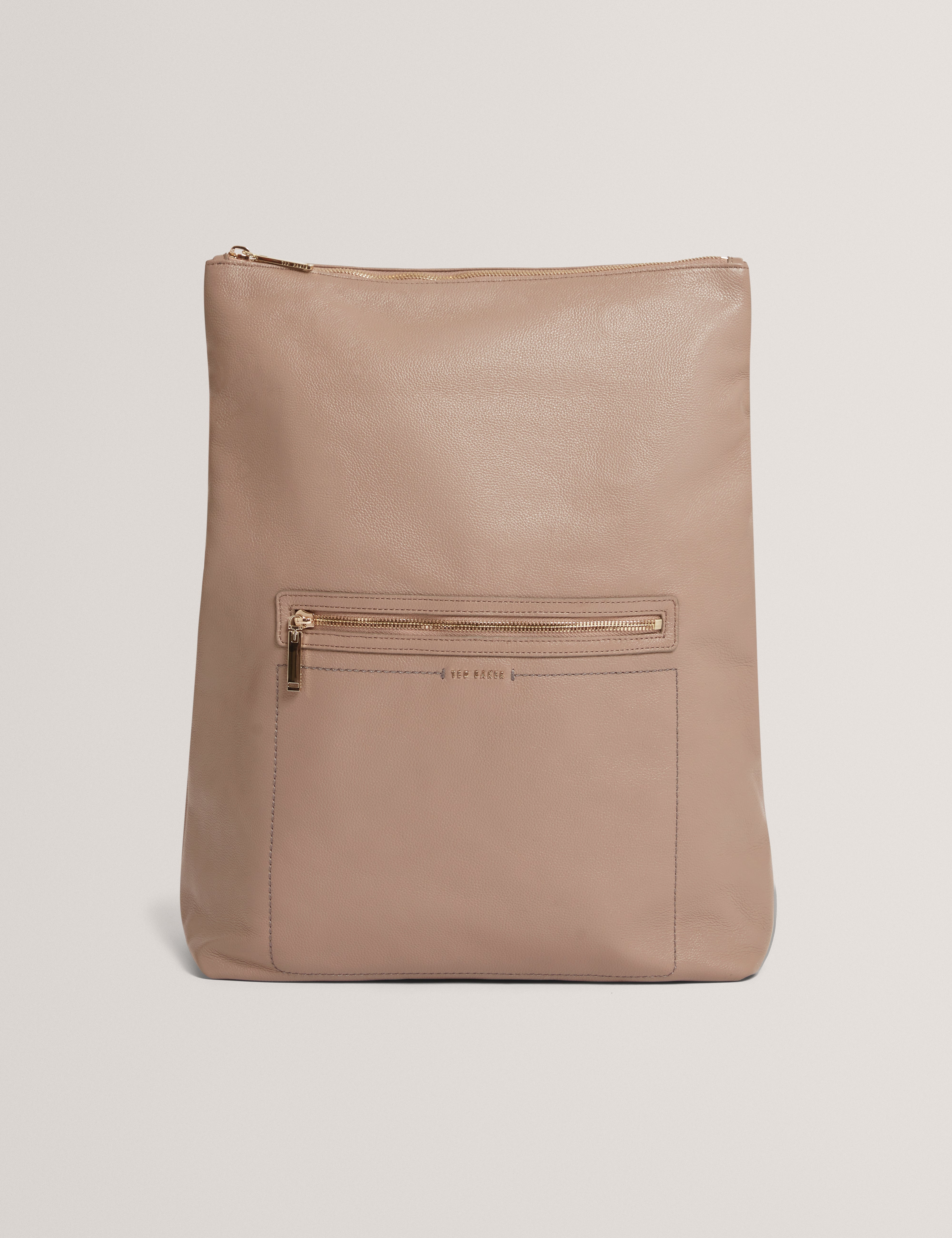 Luccea Webbing Leather Backpack Taupe