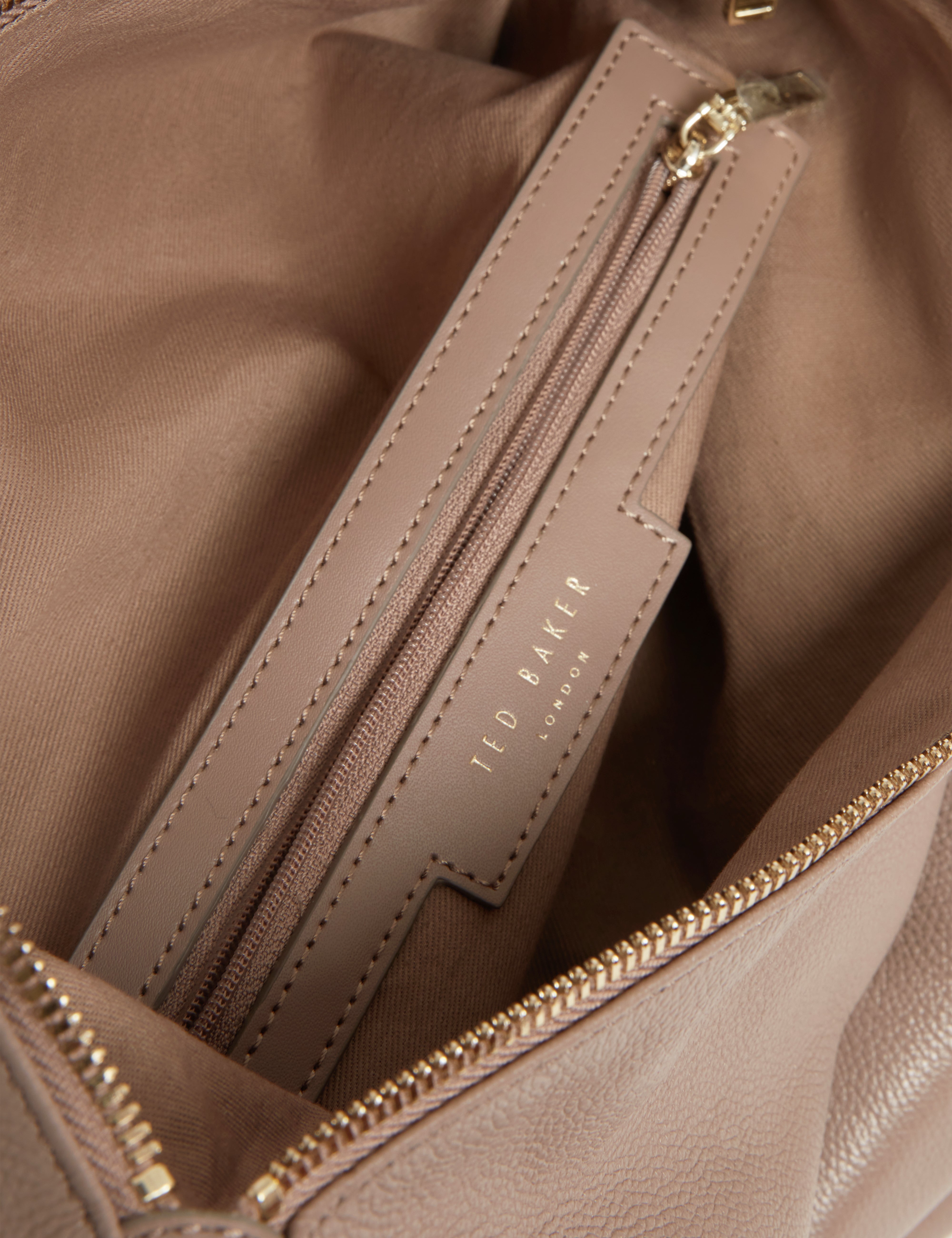 Luccea Webbing Leather Backpack Taupe