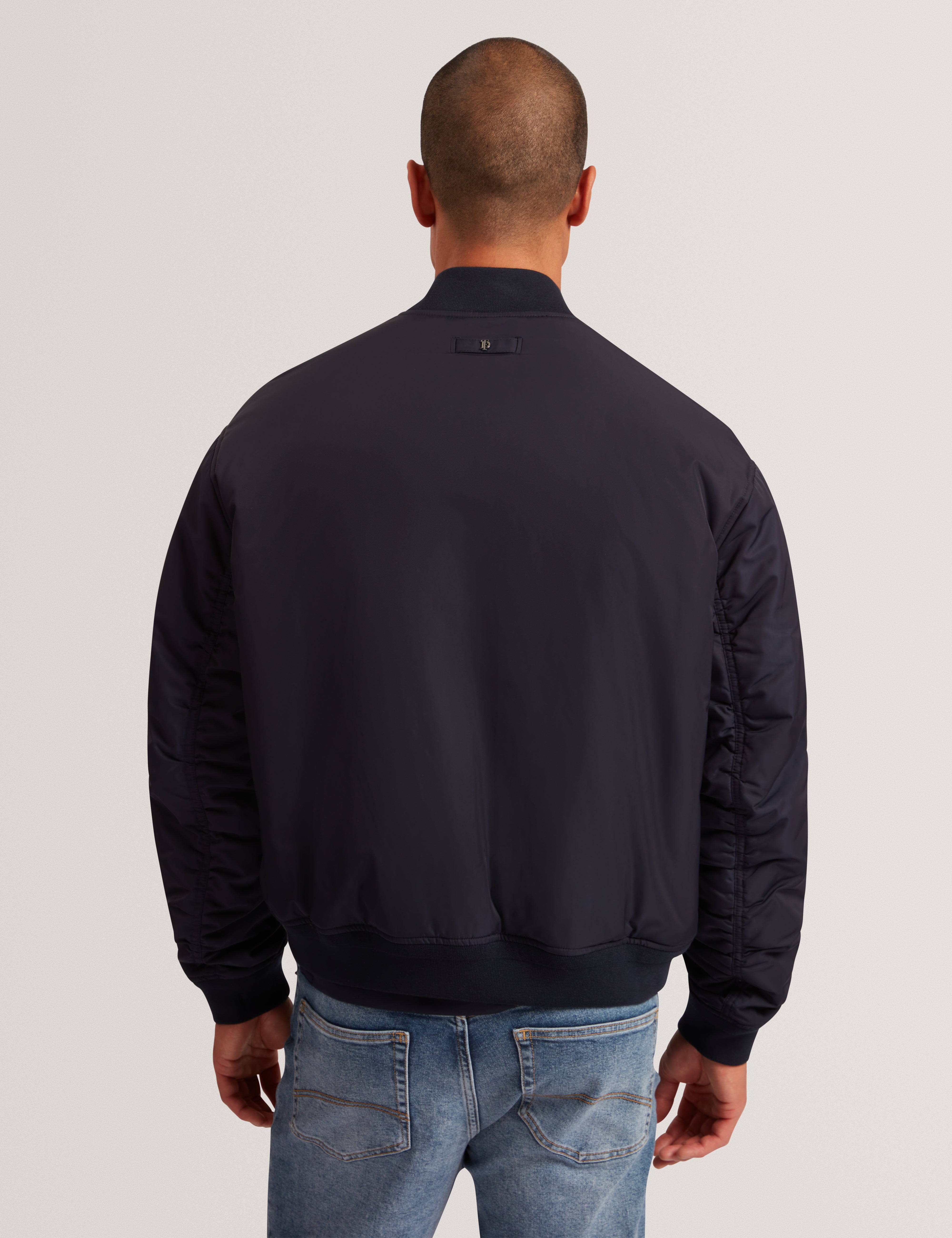 Bombard Relaxed Fit Nylon Ma1 Bomber Jacket Navy