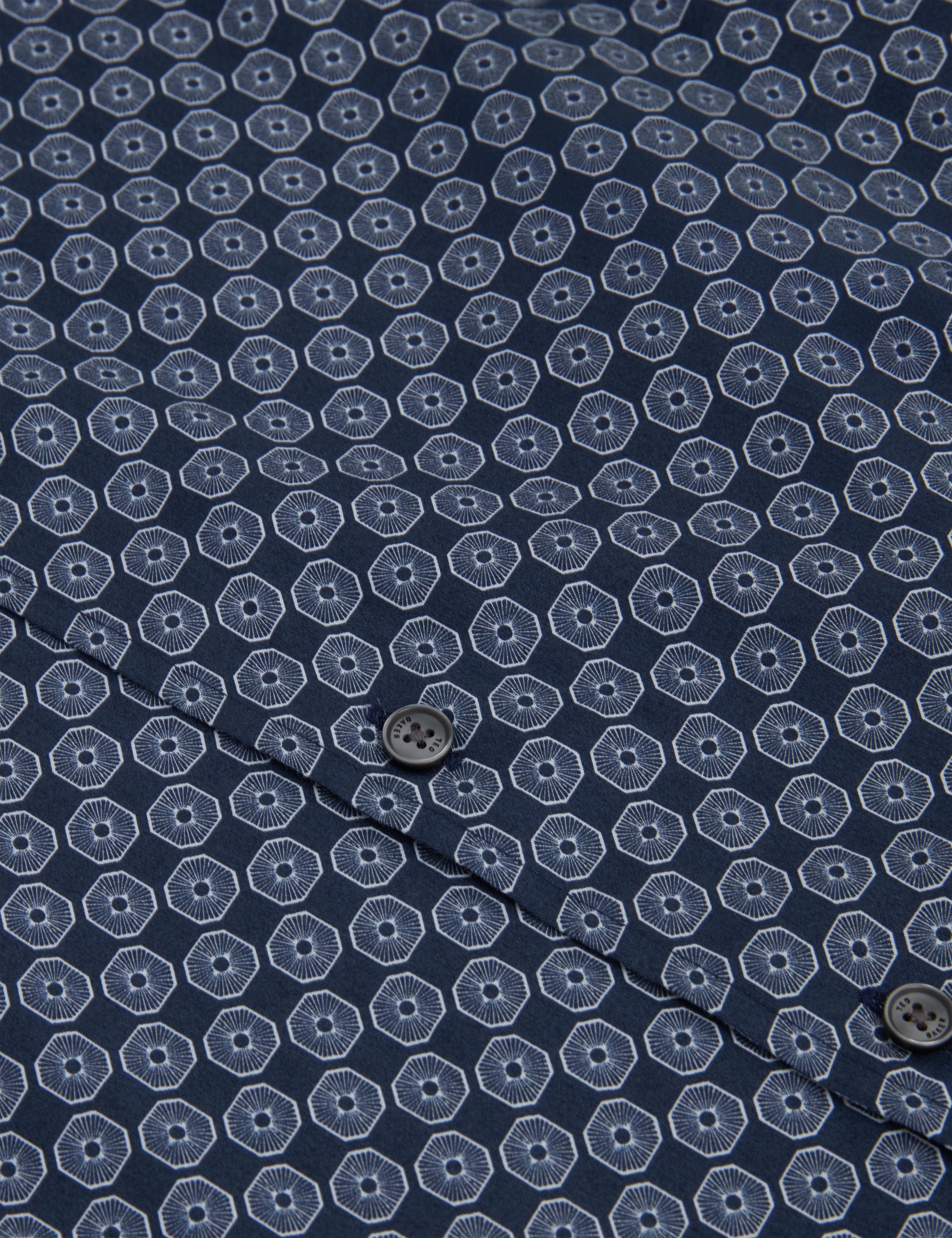 Sefsho Ss Slim Fit Circle Geo Print Shirt Navy