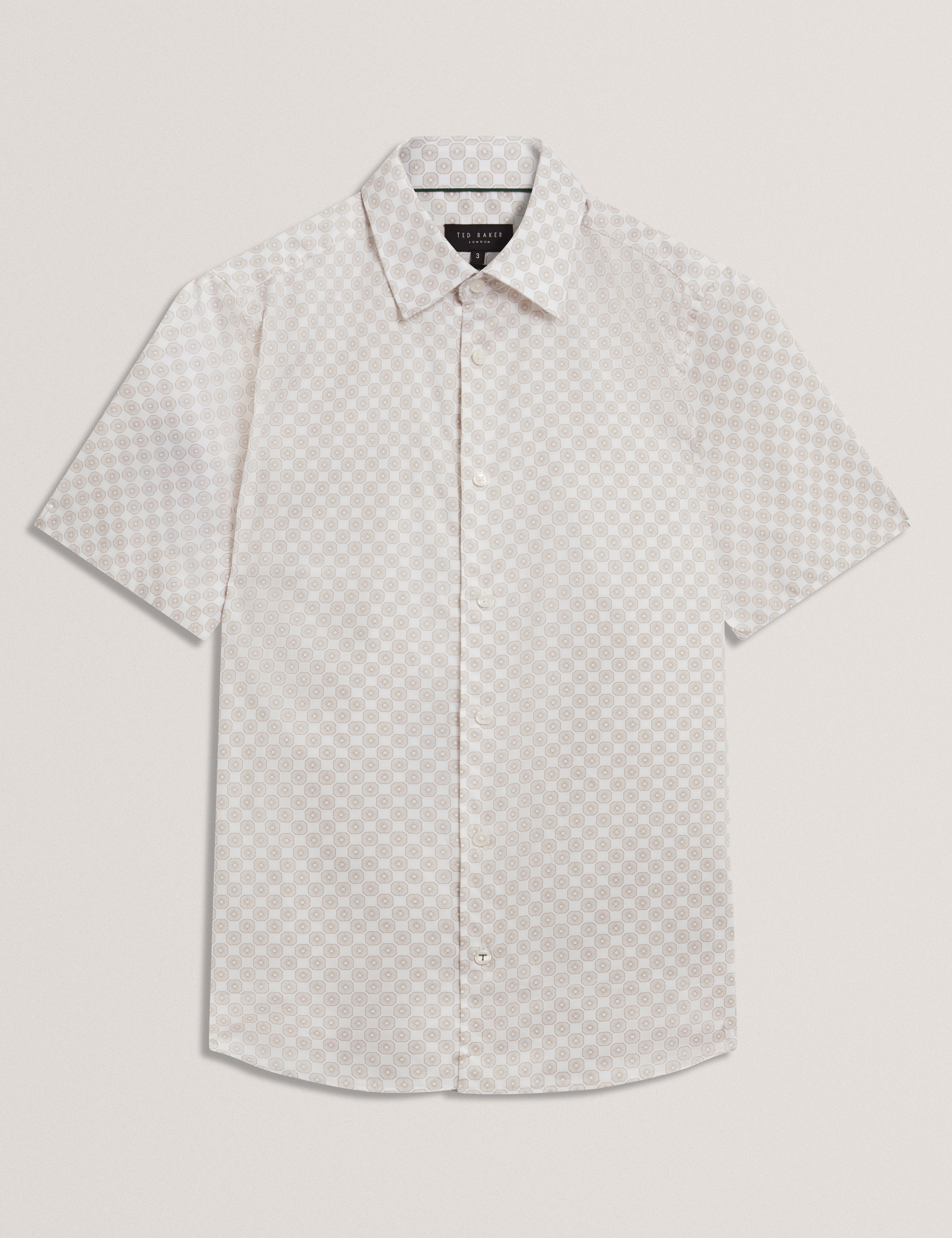Sefsho Ss Slim Fit Circle Geo Print Shirt Taupe