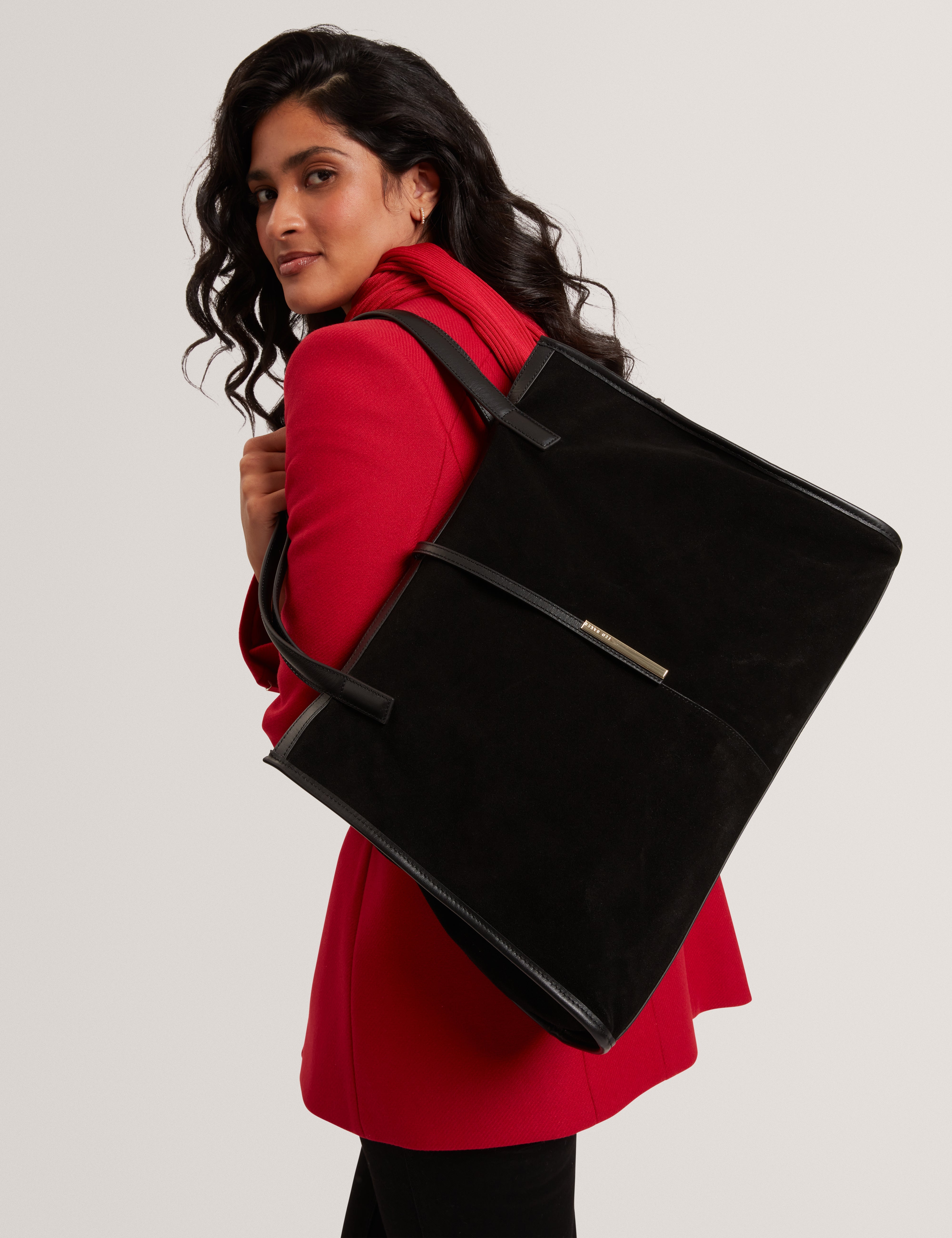 Sorraya Slouchy Oversized Suede Tote Bag Black