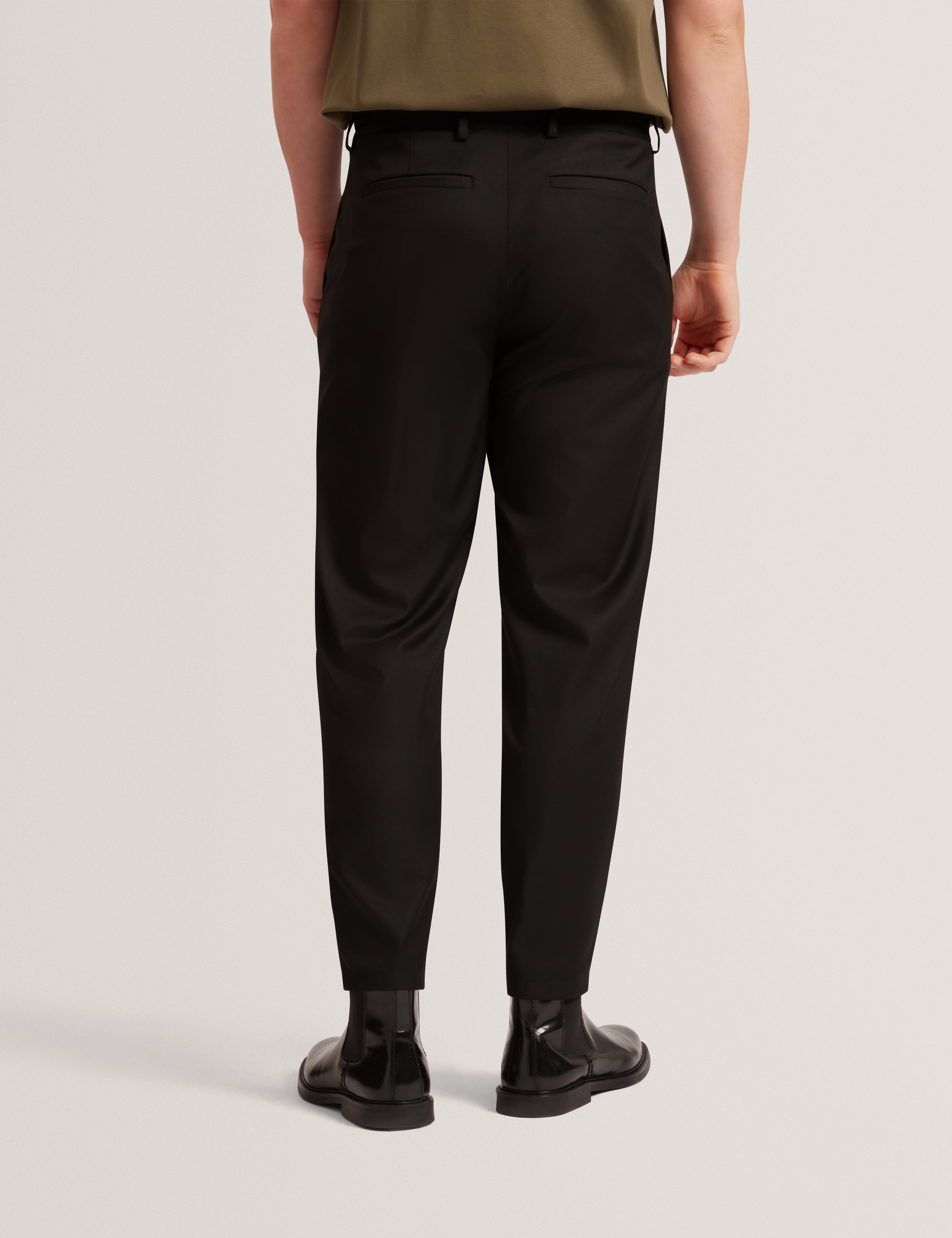 Salson Tapered Fit Wool Blend Trouser With Stre Black