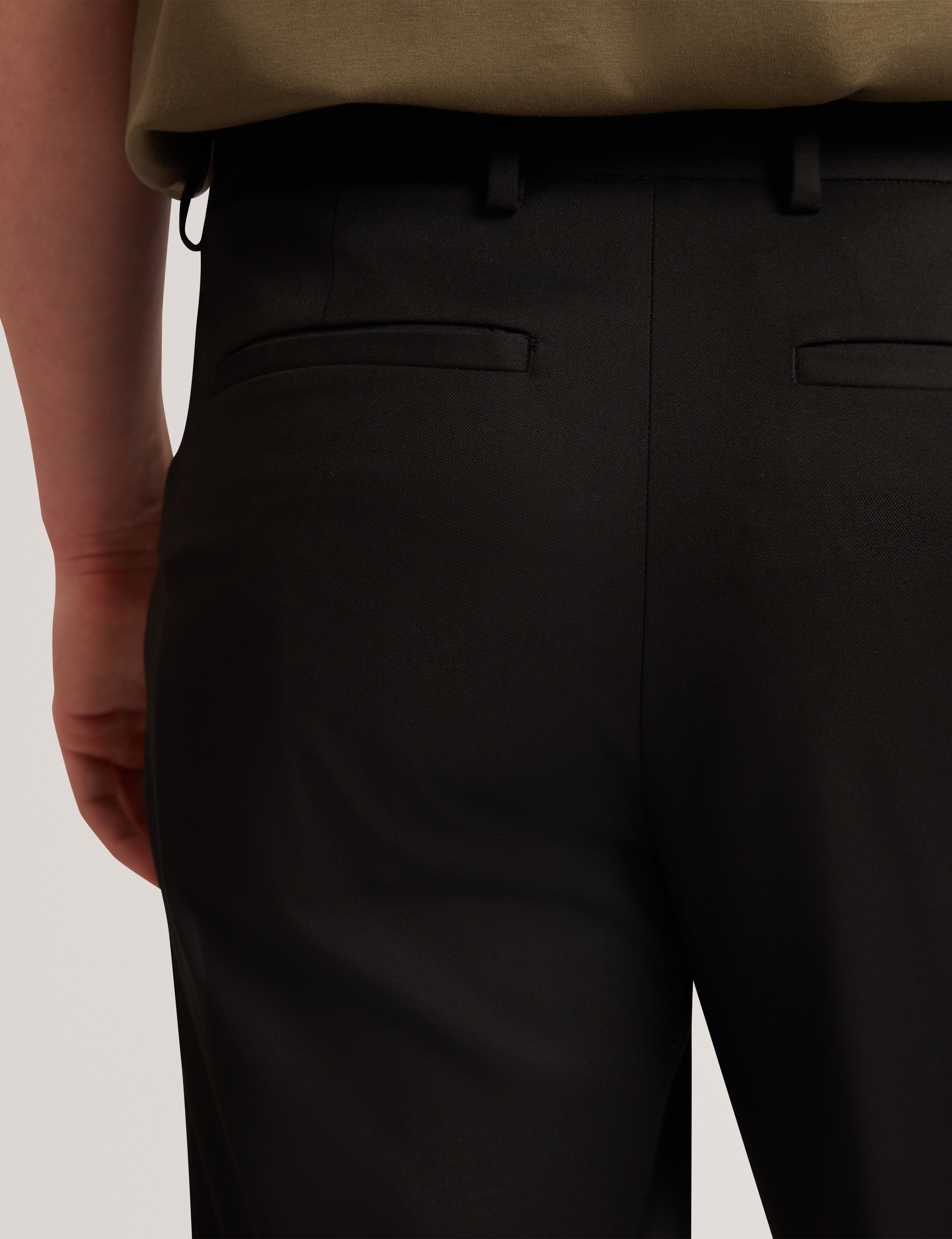 Salson Tapered Fit Wool Blend Trouser With Stre Black