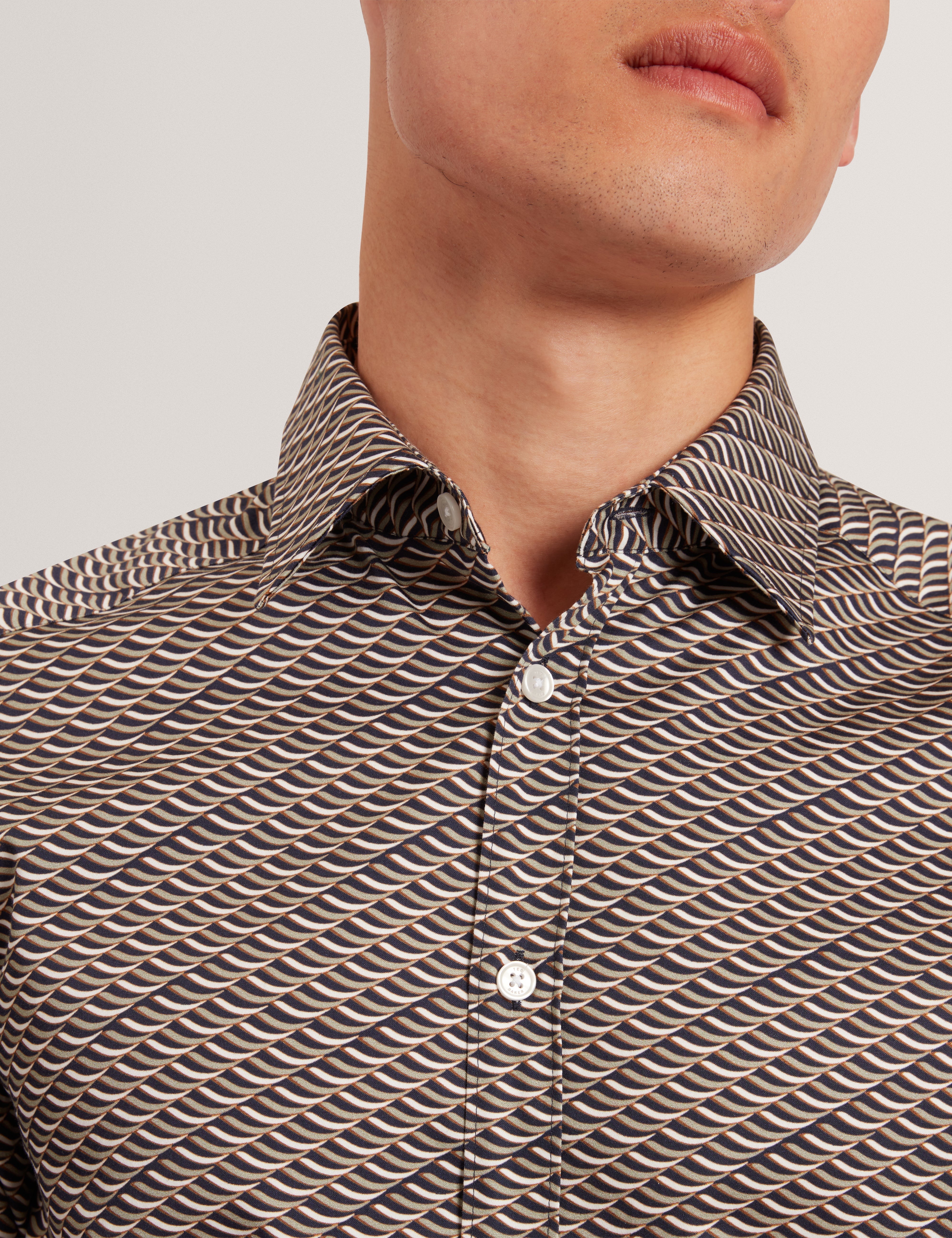 Agnar Long Sleeve Regular Fit Wave Geo Print Shirt Multicol
