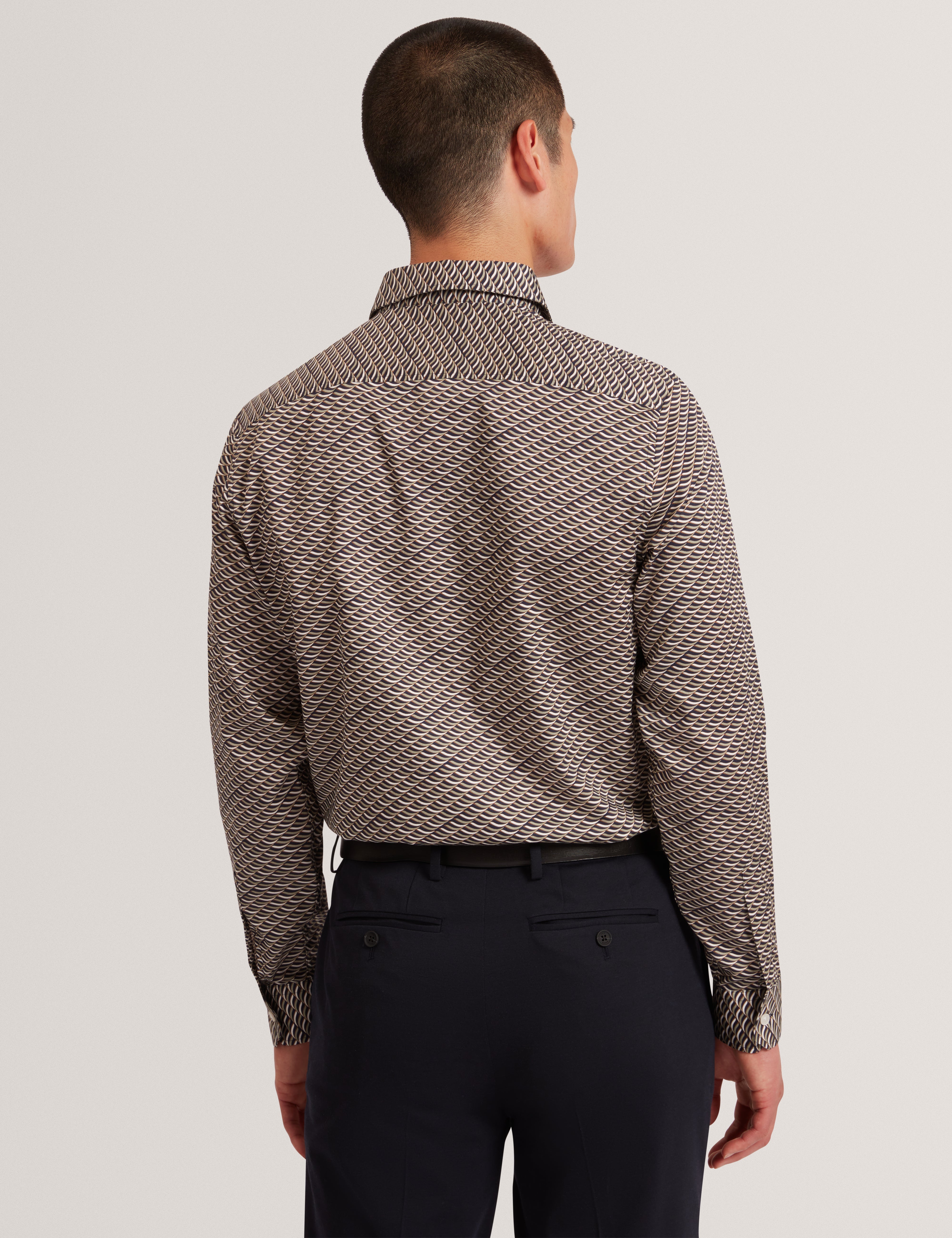 Agnar Long Sleeve Regular Fit Wave Geo Print Shirt Multicol