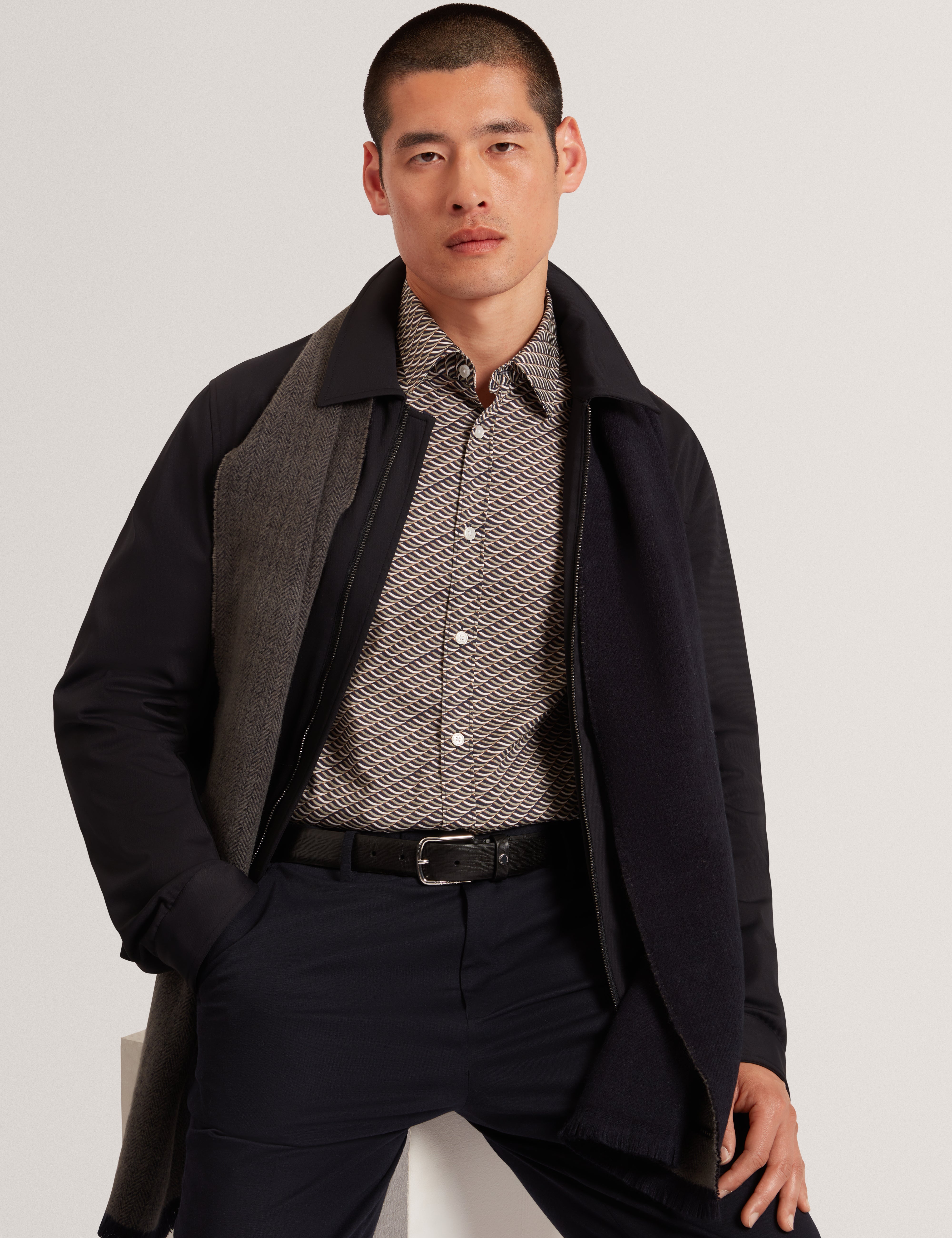 Agnar Long Sleeve Regular Fit Wave Geo Print Shirt Multicol