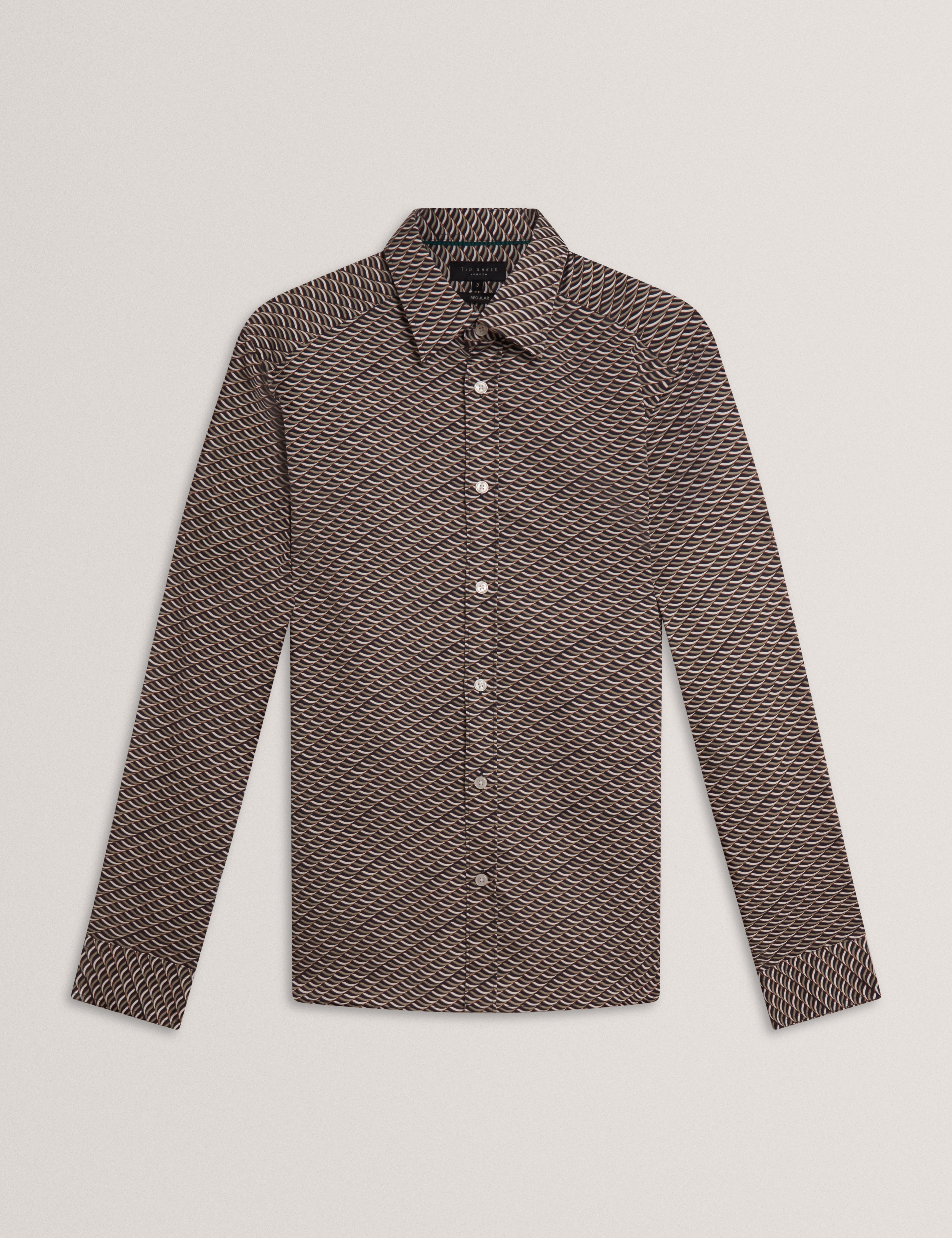 Agnar Long Sleeve Regular Fit Wave Geo Print Shirt Multicol