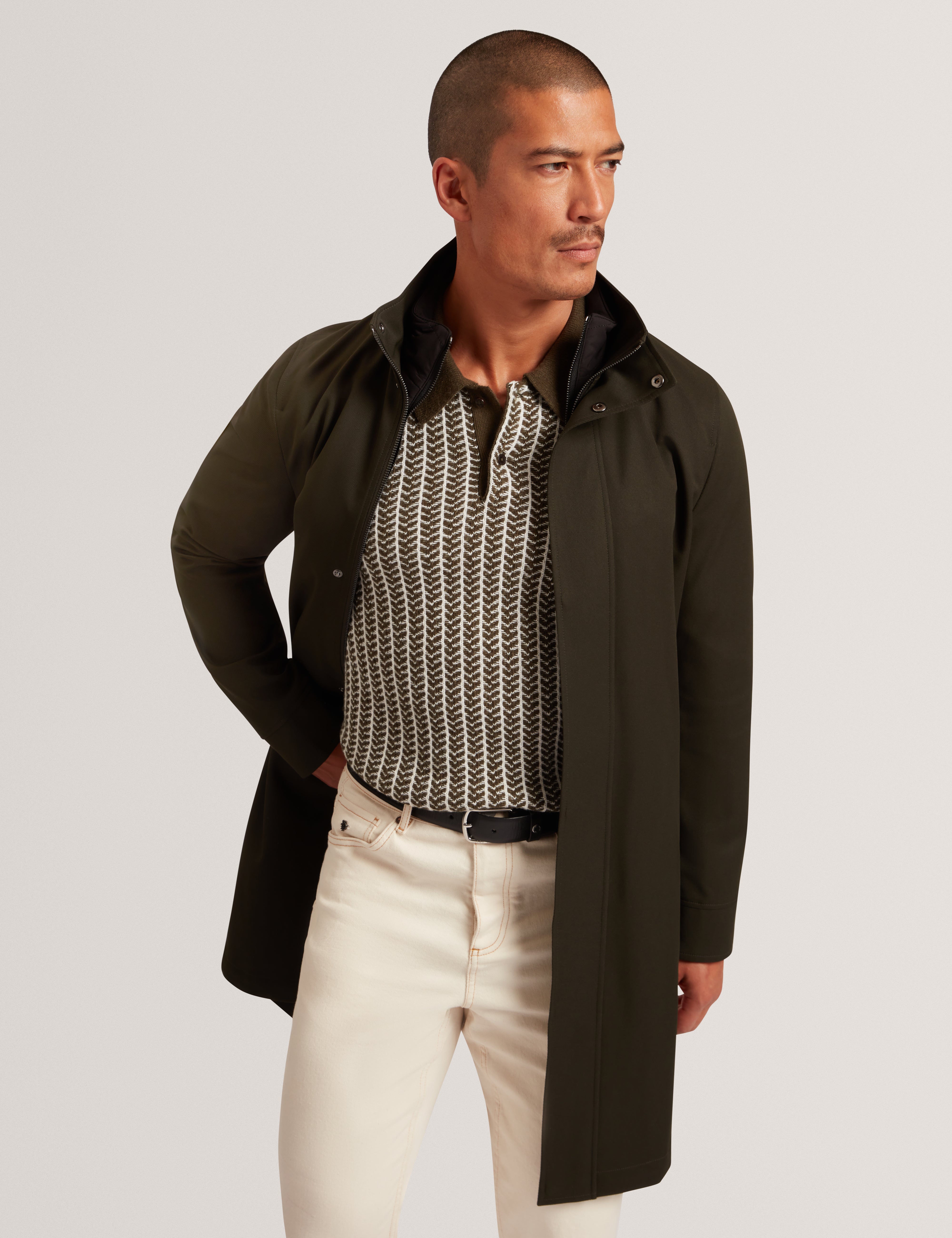 Ruabon Nylon Funnel Neck Jacket With Mock Liner Dk-Green