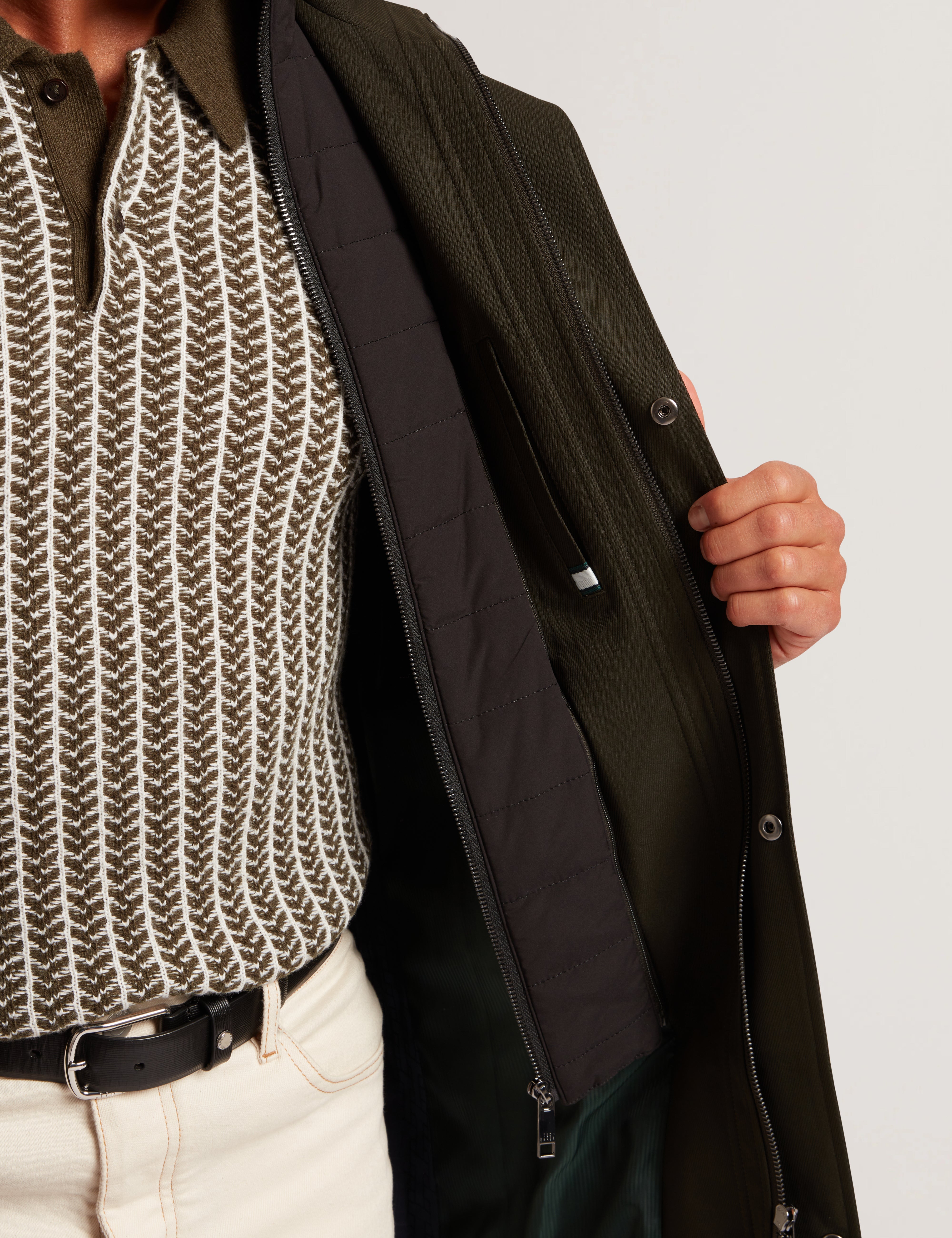 Ruabon Nylon Funnel Neck Jacket With Mock Liner Dk-Green