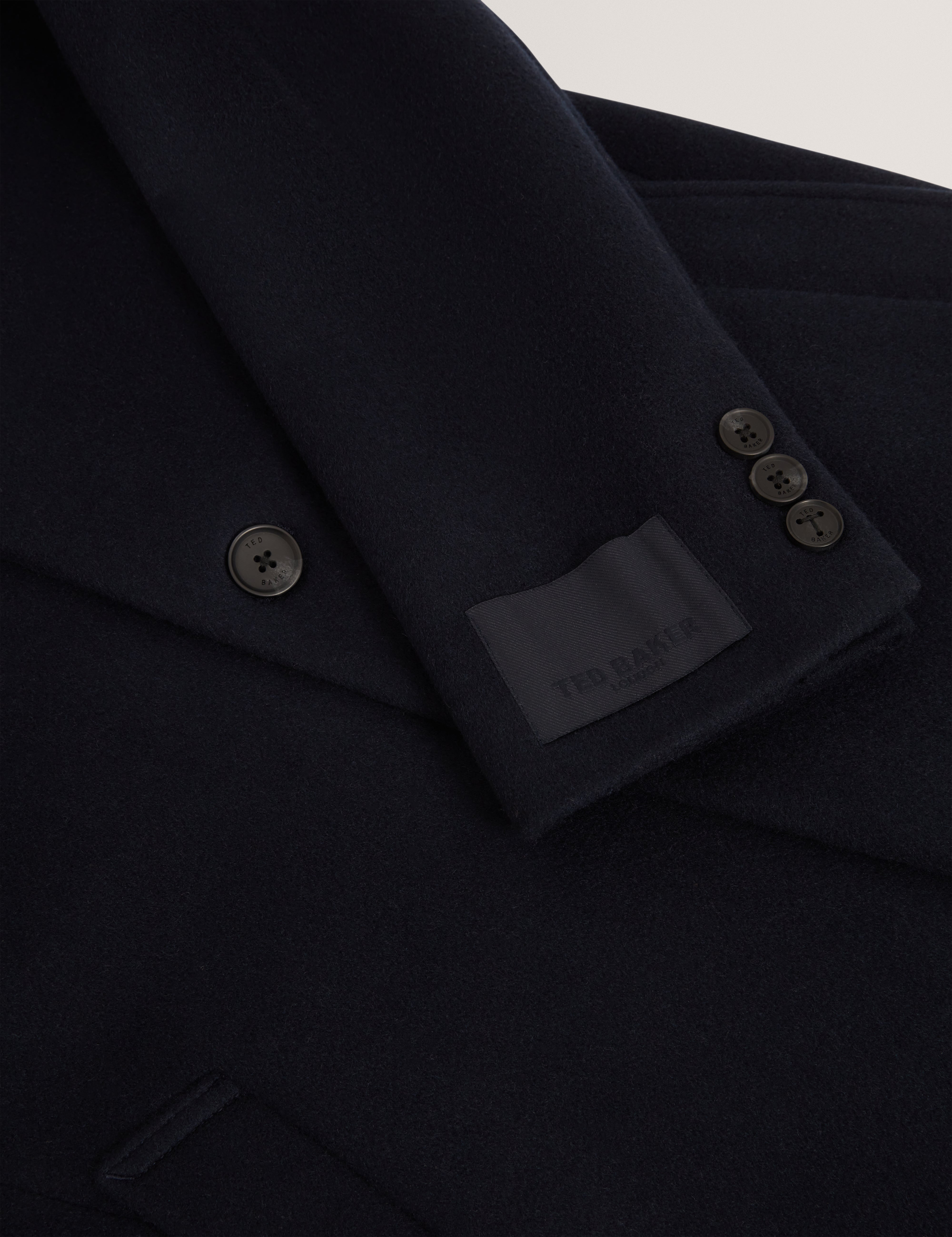 Alerton Slim Fit Wool Blend City Overcoat Navy