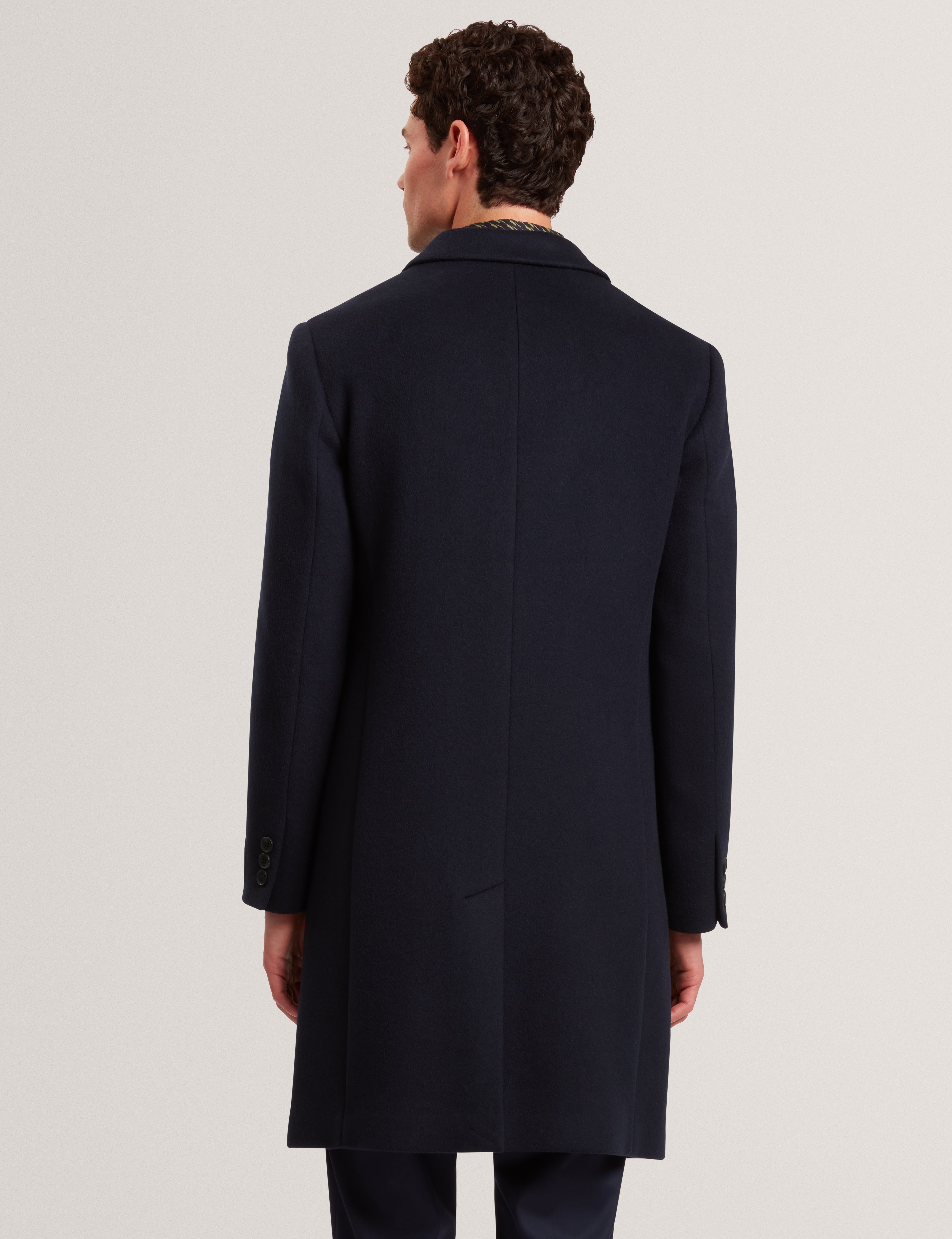 Alerton Slim Fit Wool Blend City Overcoat Navy
