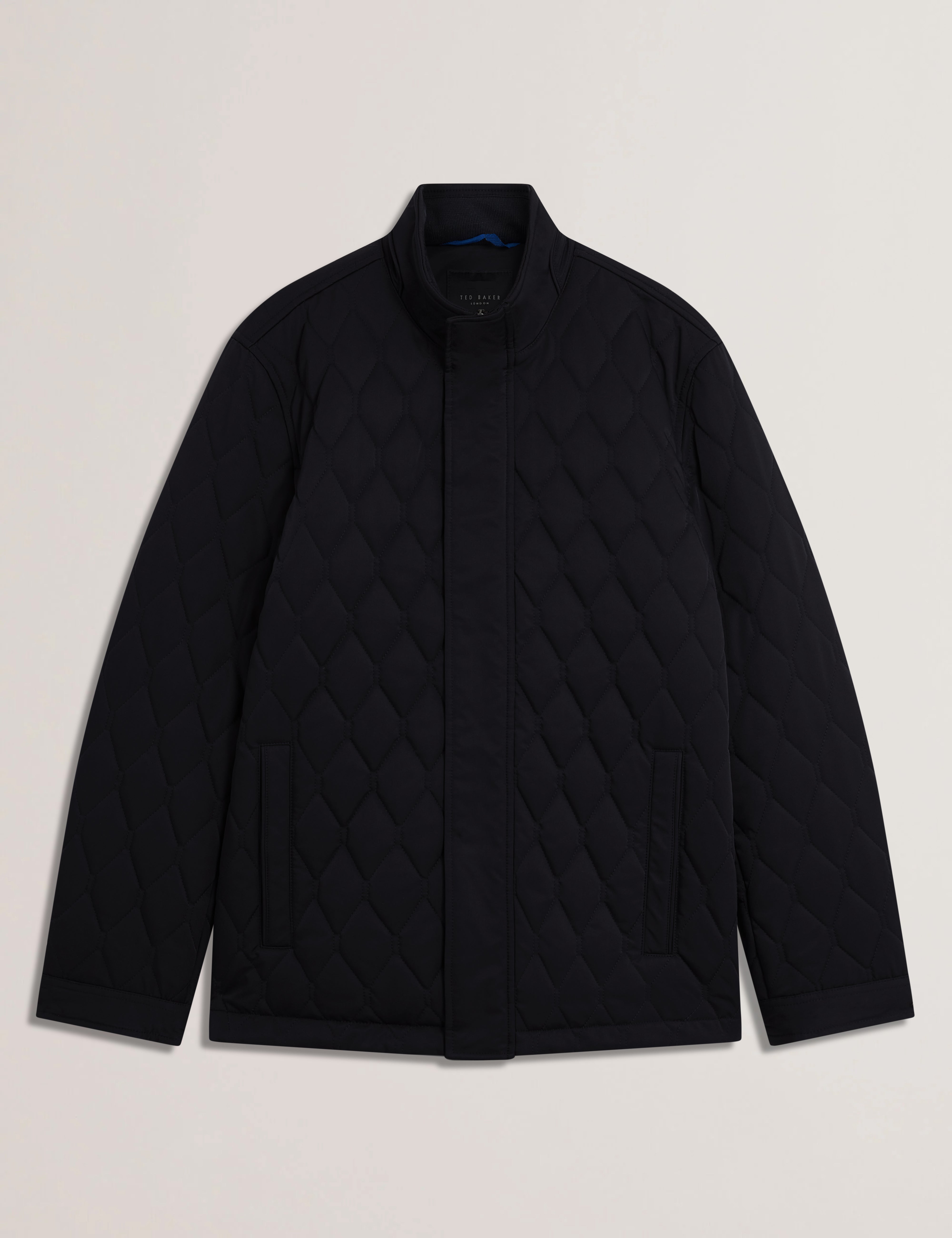 Hollbec Regular Fit Diamond Quilted Coat Navy