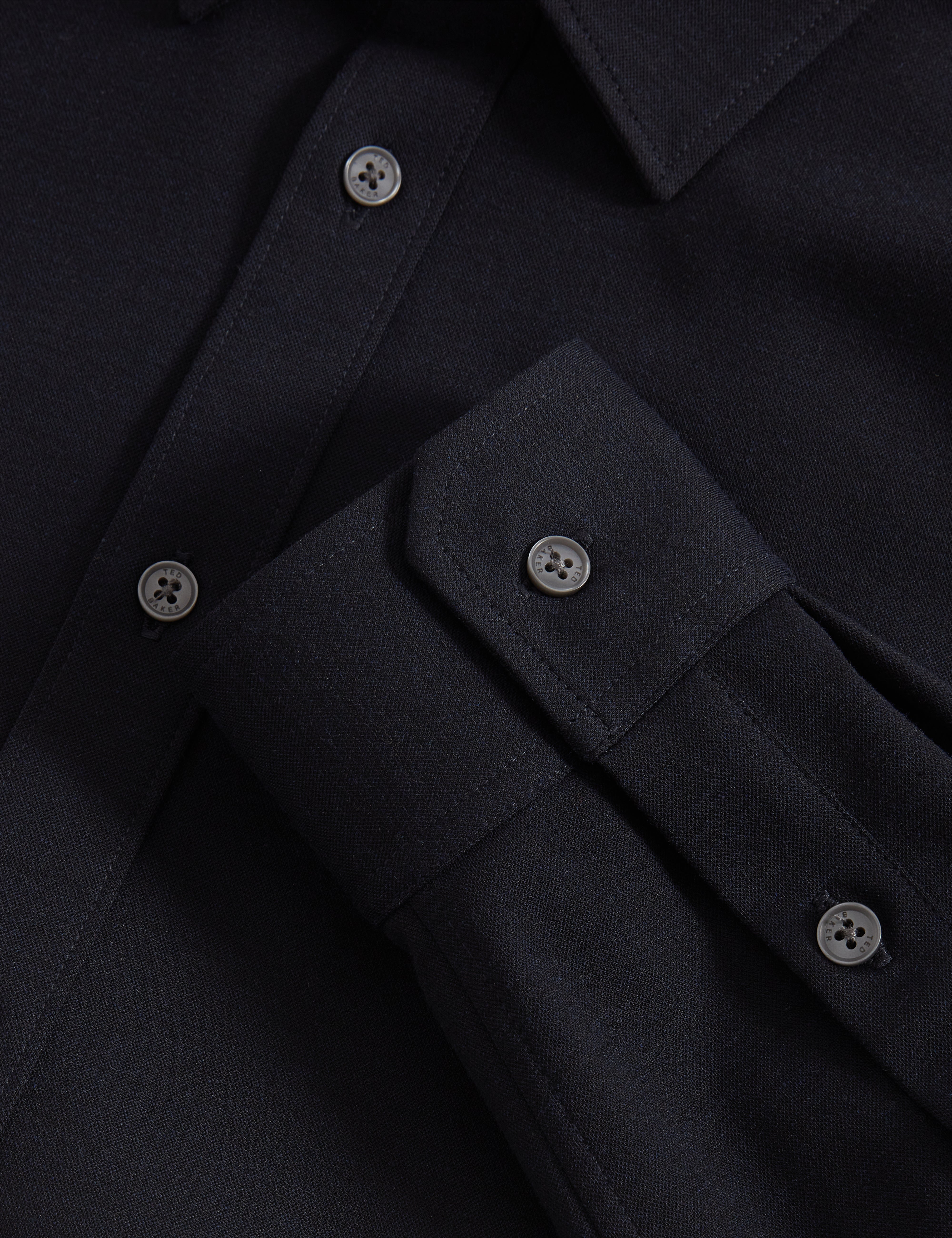Nortun Long Sleeve Regular Fit Wool Blend Knitted Shirt Navy