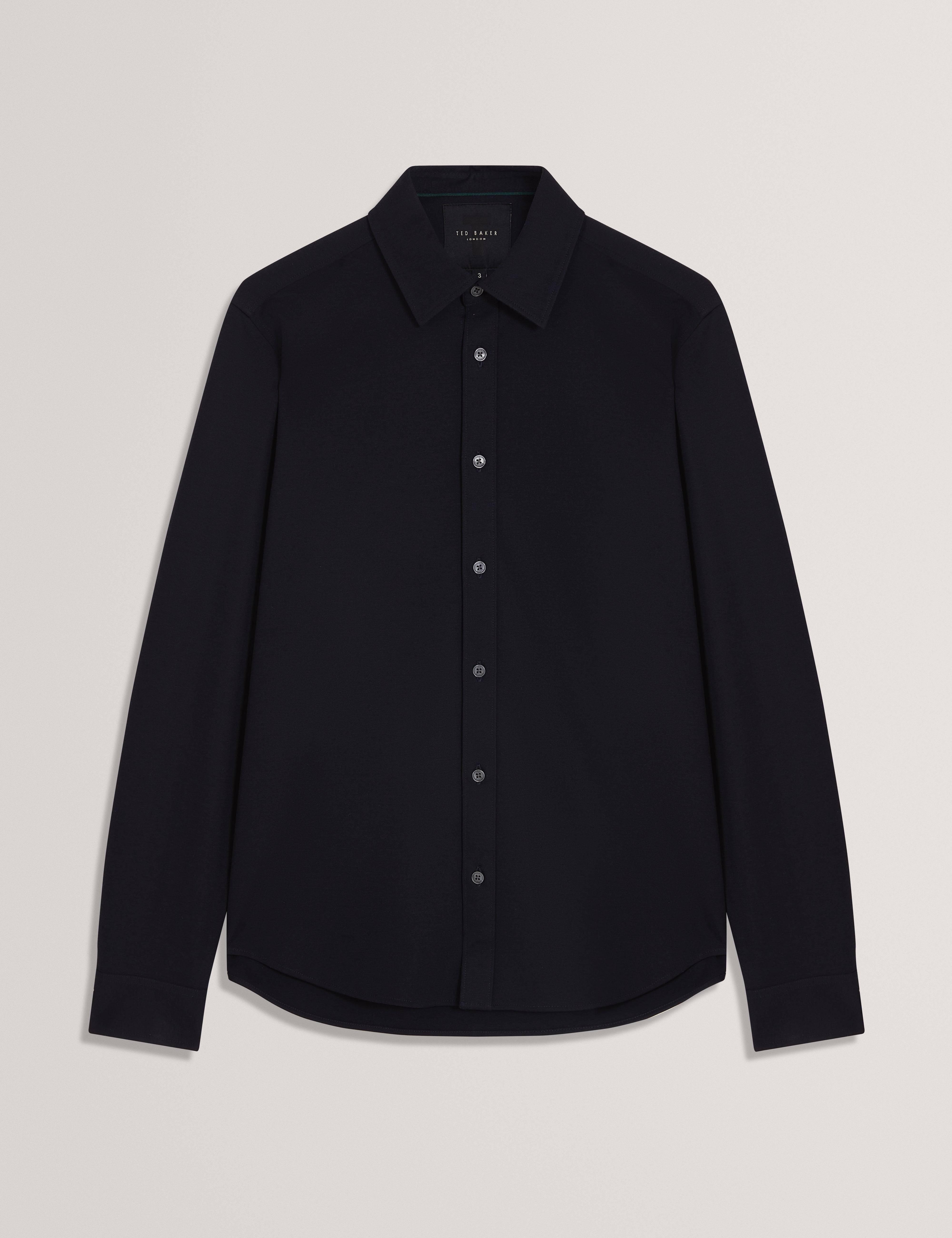 Nortun Long Sleeve Regular Fit Wool Blend Knitted Shirt Navy