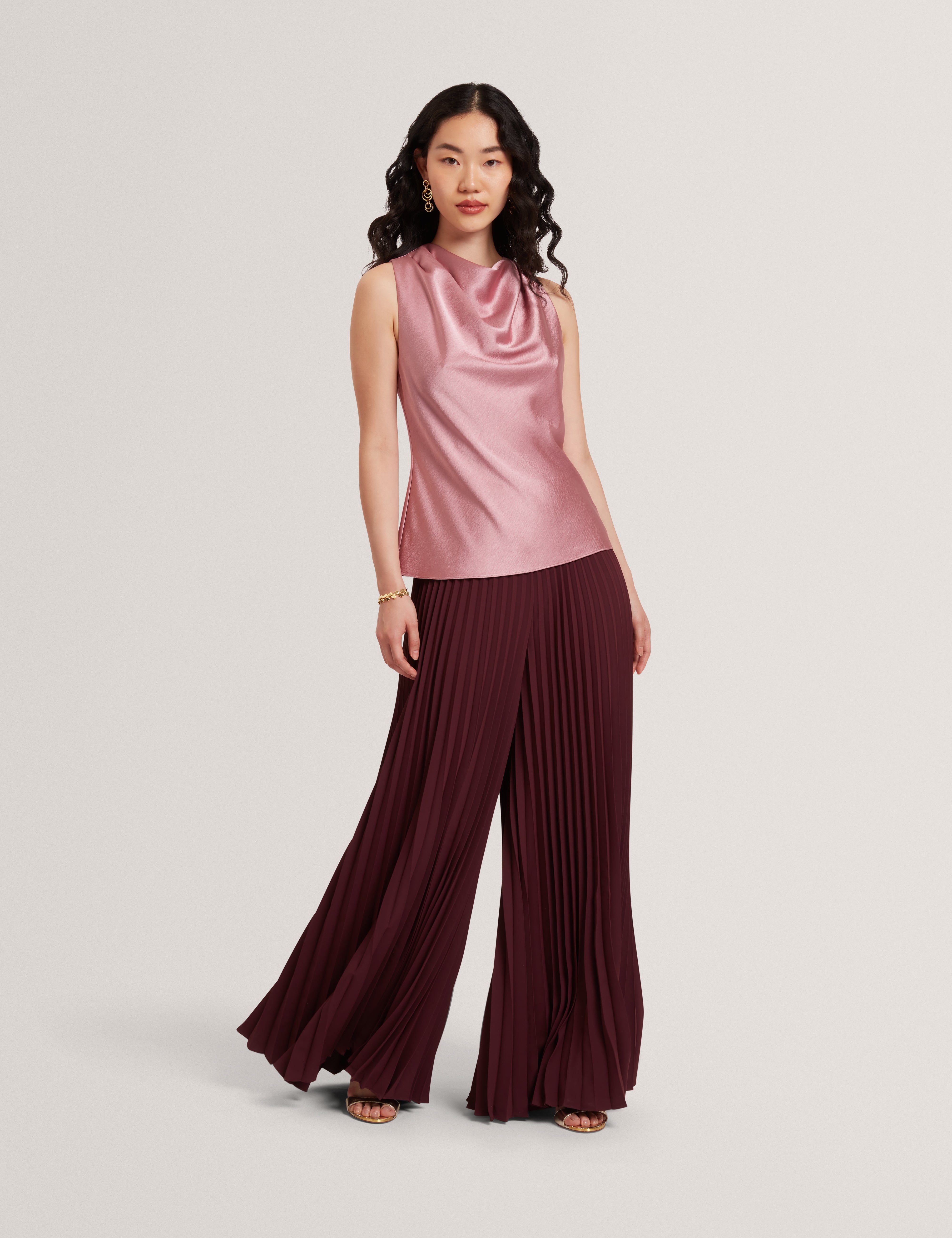 Zepha Drape Halter Neck Top Mid-Pink