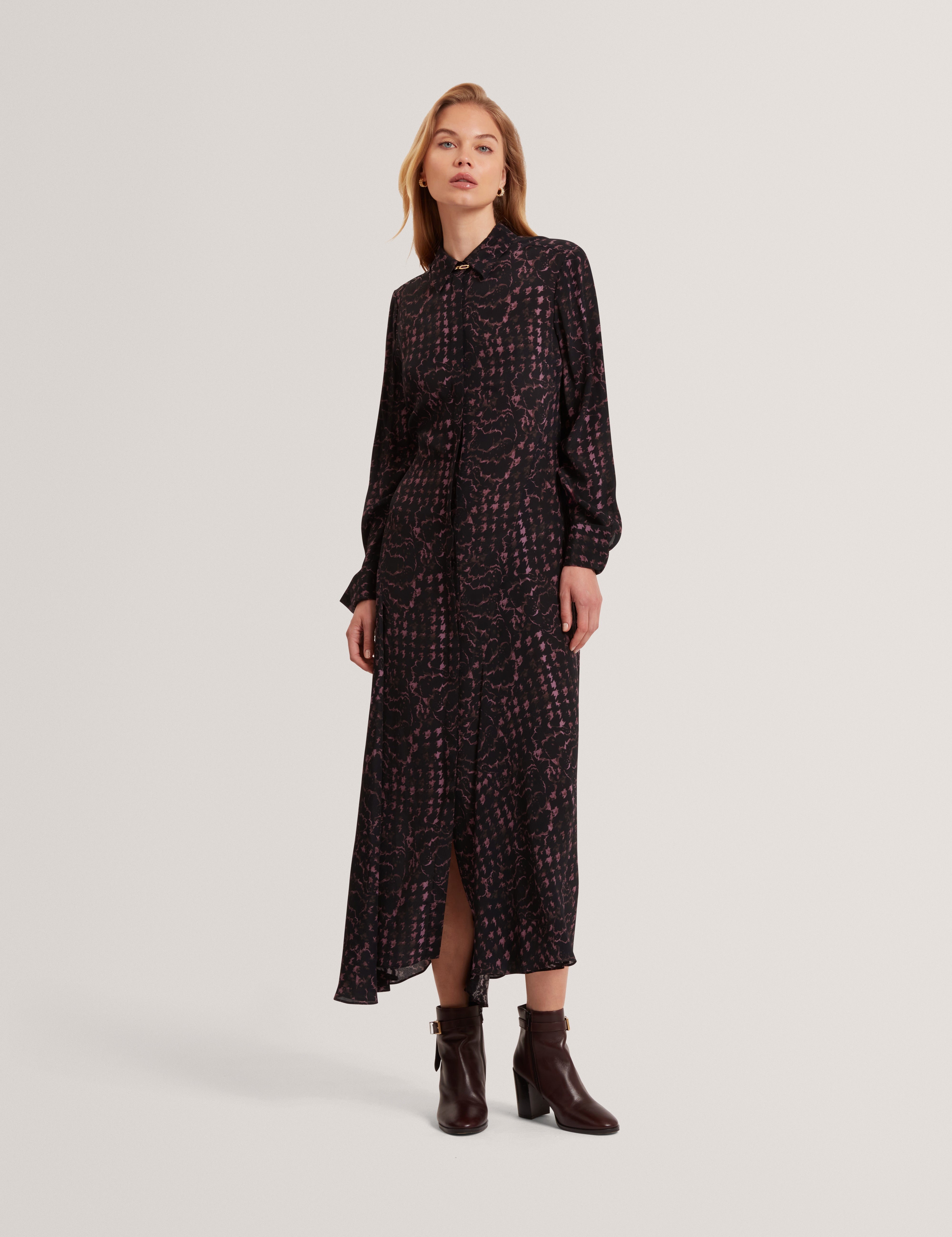 Biscaya Printed Midi Shirt Dress Black