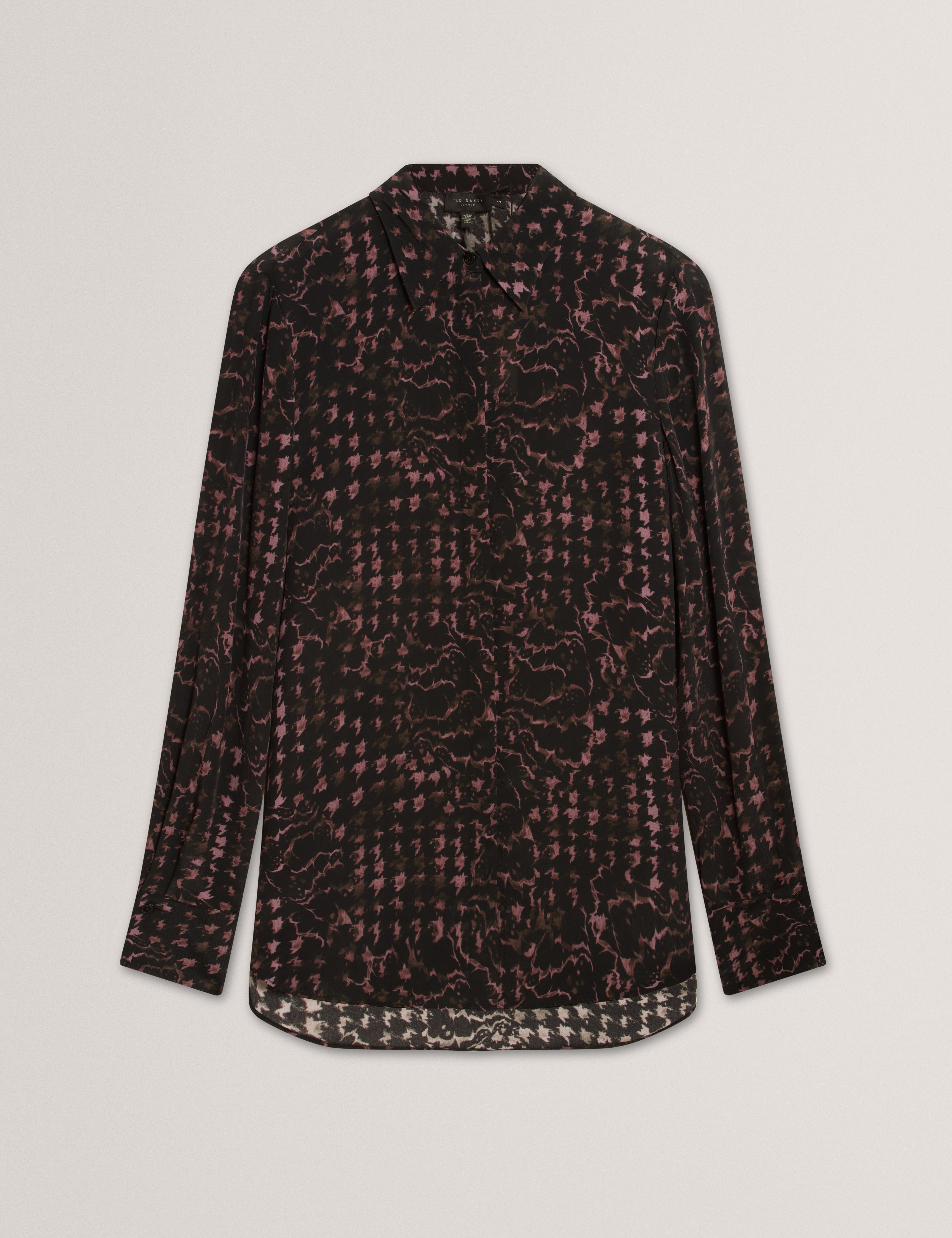 Cobala Long Line Printed Shirt Black